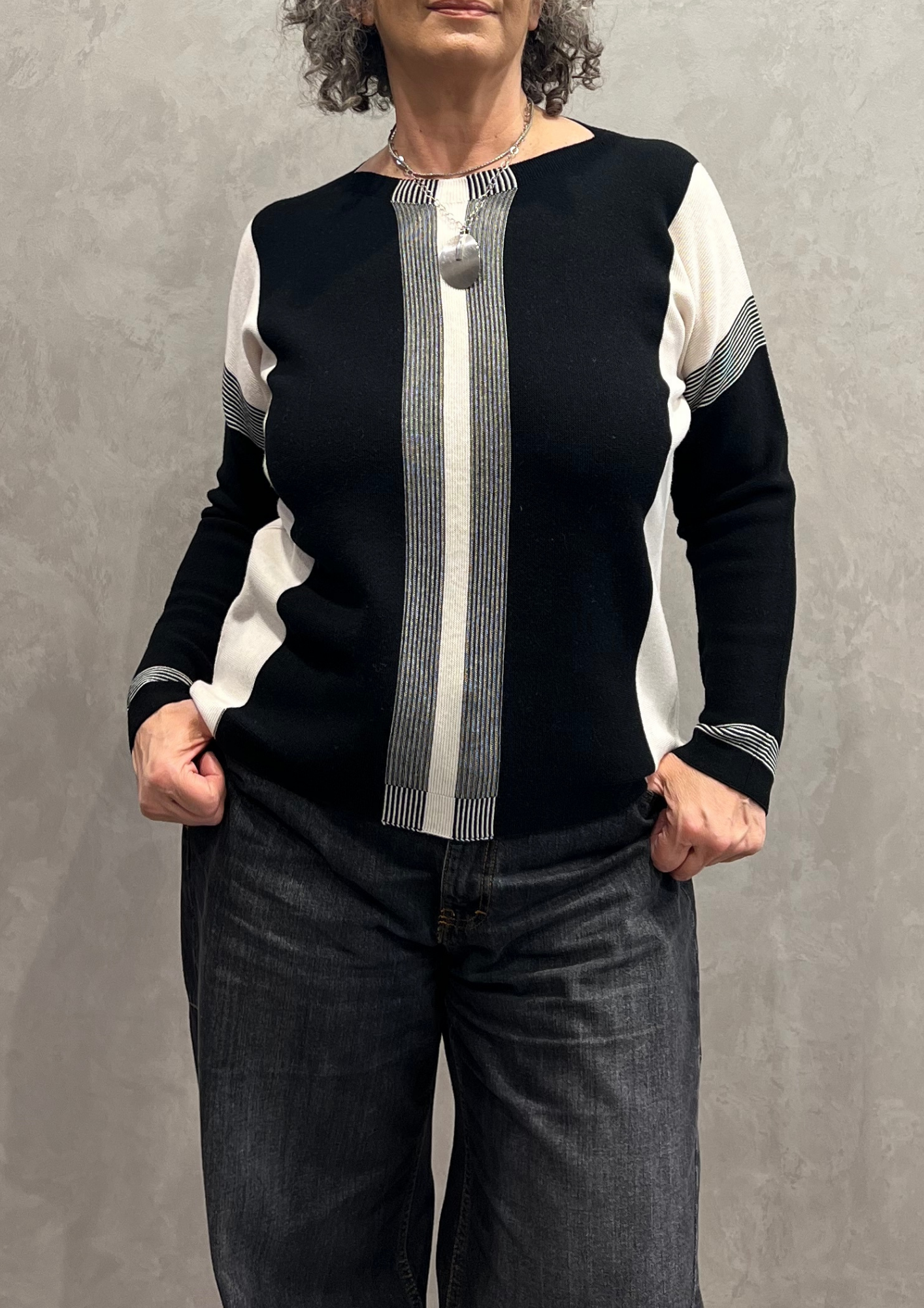 Maglia in pura lana vergine righe mix