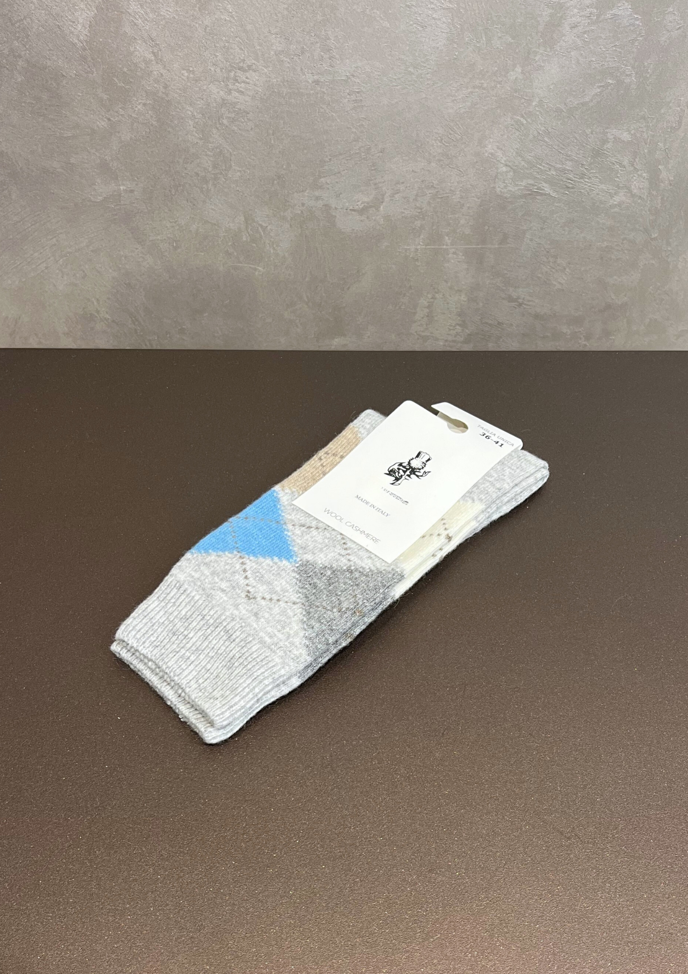 Calzino in lana-cashmere motivo losanghe