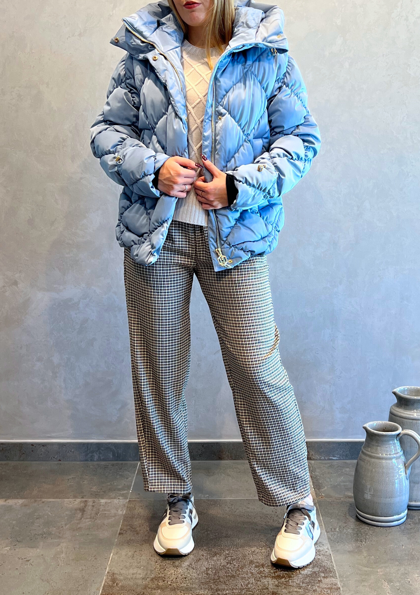 Pantalone taglio dritto pied de poule