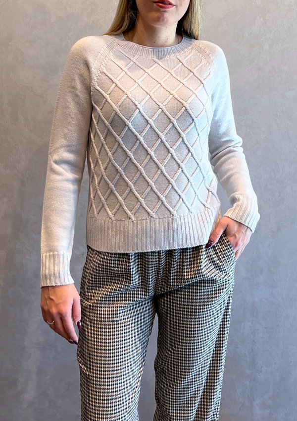 Maglia in pura lana vergine lavorata rombi