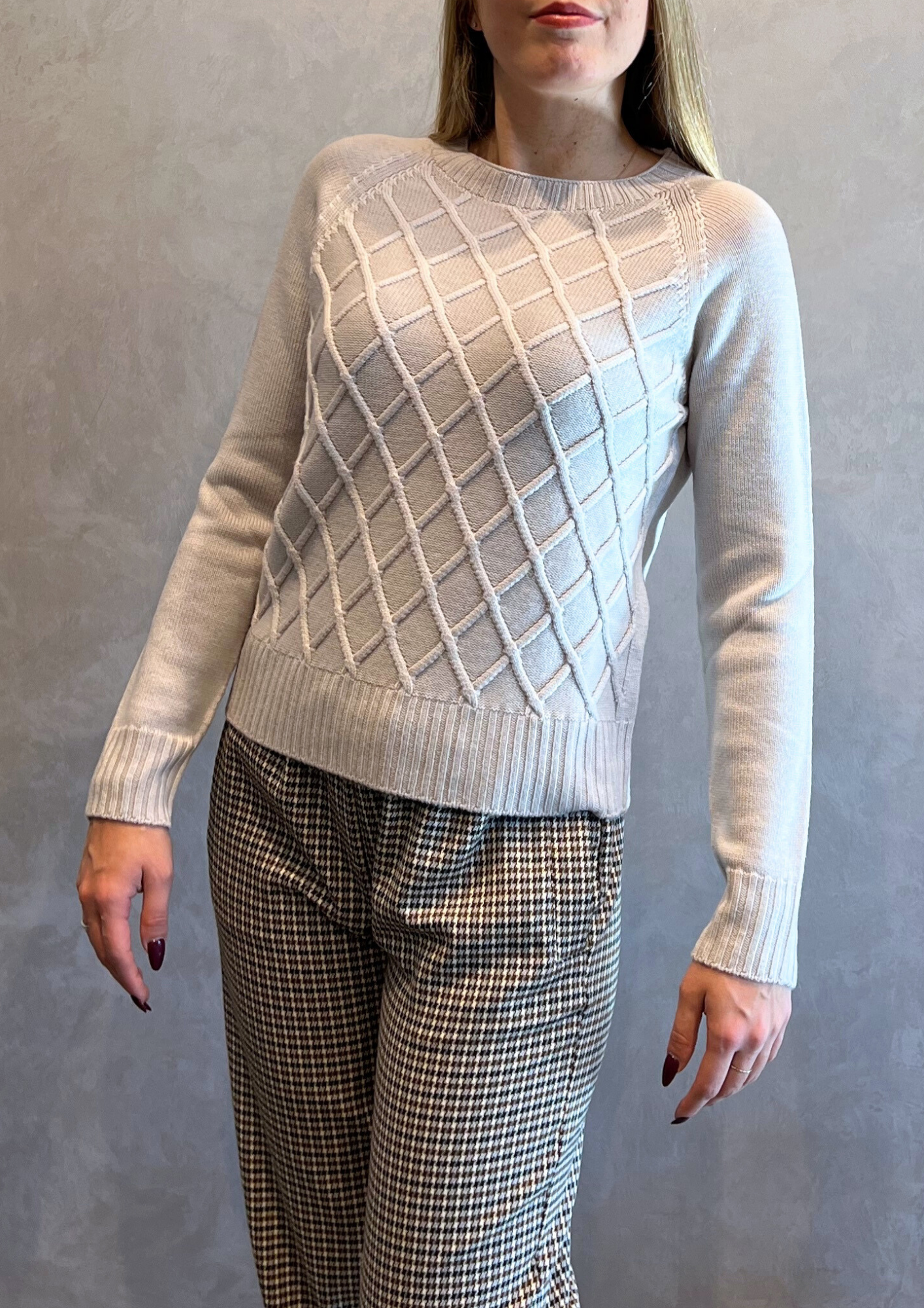 Maglia in pura lana vergine lavorata rombi