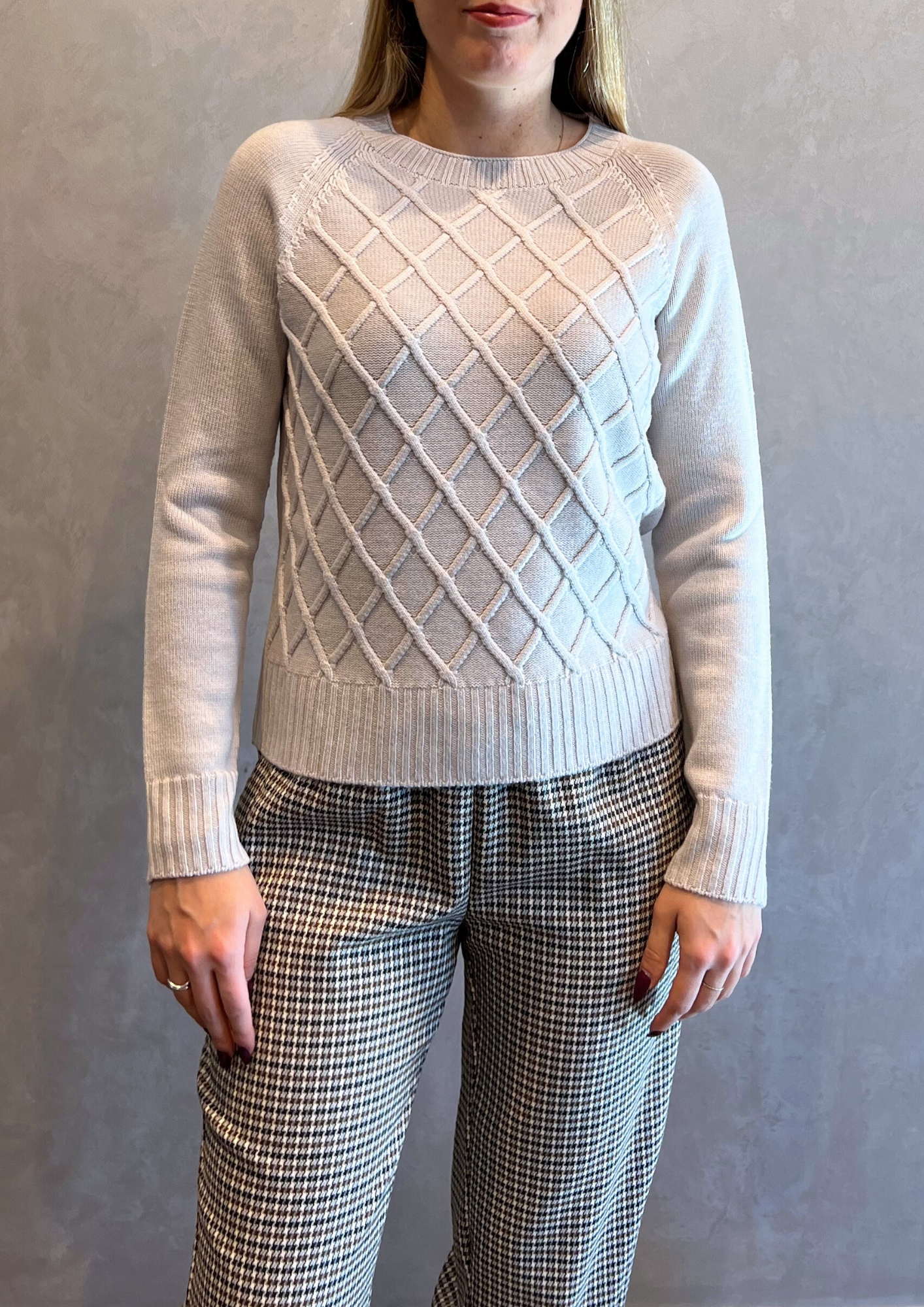 Maglia in pura lana vergine lavorata rombi