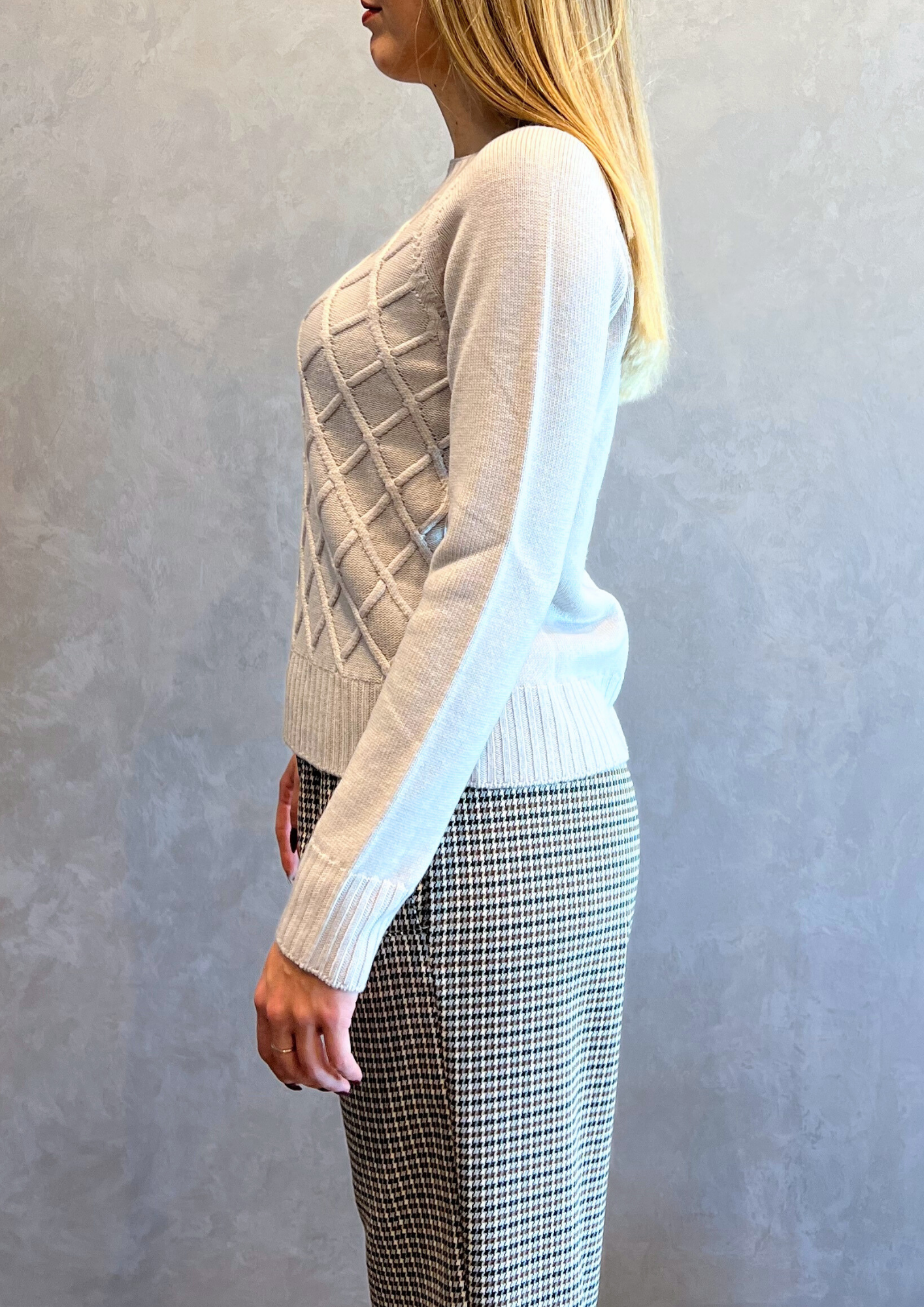 Maglia in pura lana vergine lavorata rombi