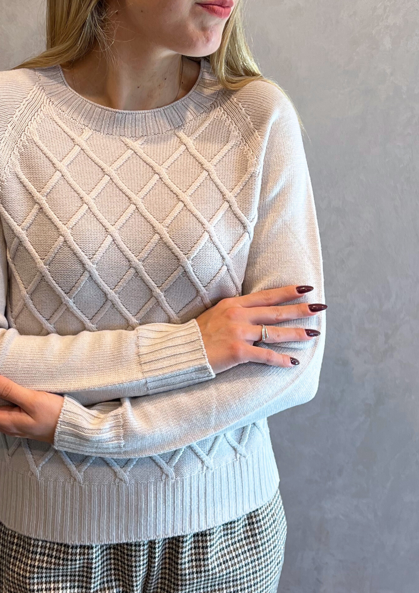 Maglia in pura lana vergine lavorata rombi