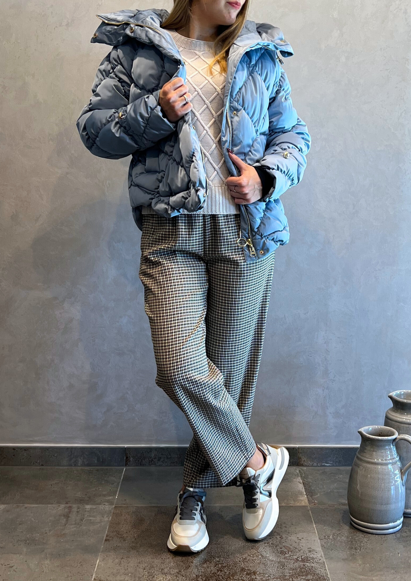 Maglia in pura lana vergine lavorata rombi