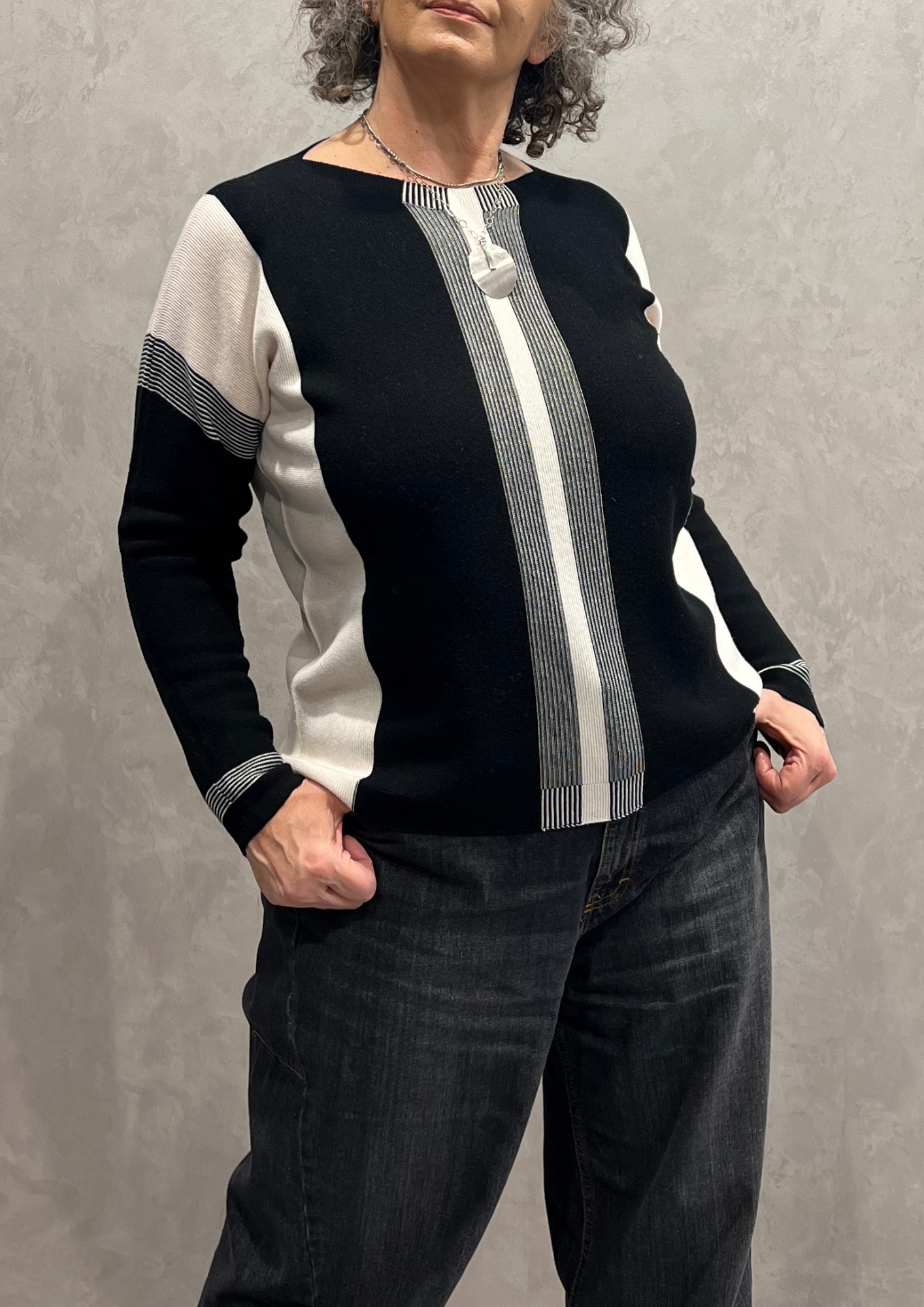 Maglia in pura lana vergine righe mix