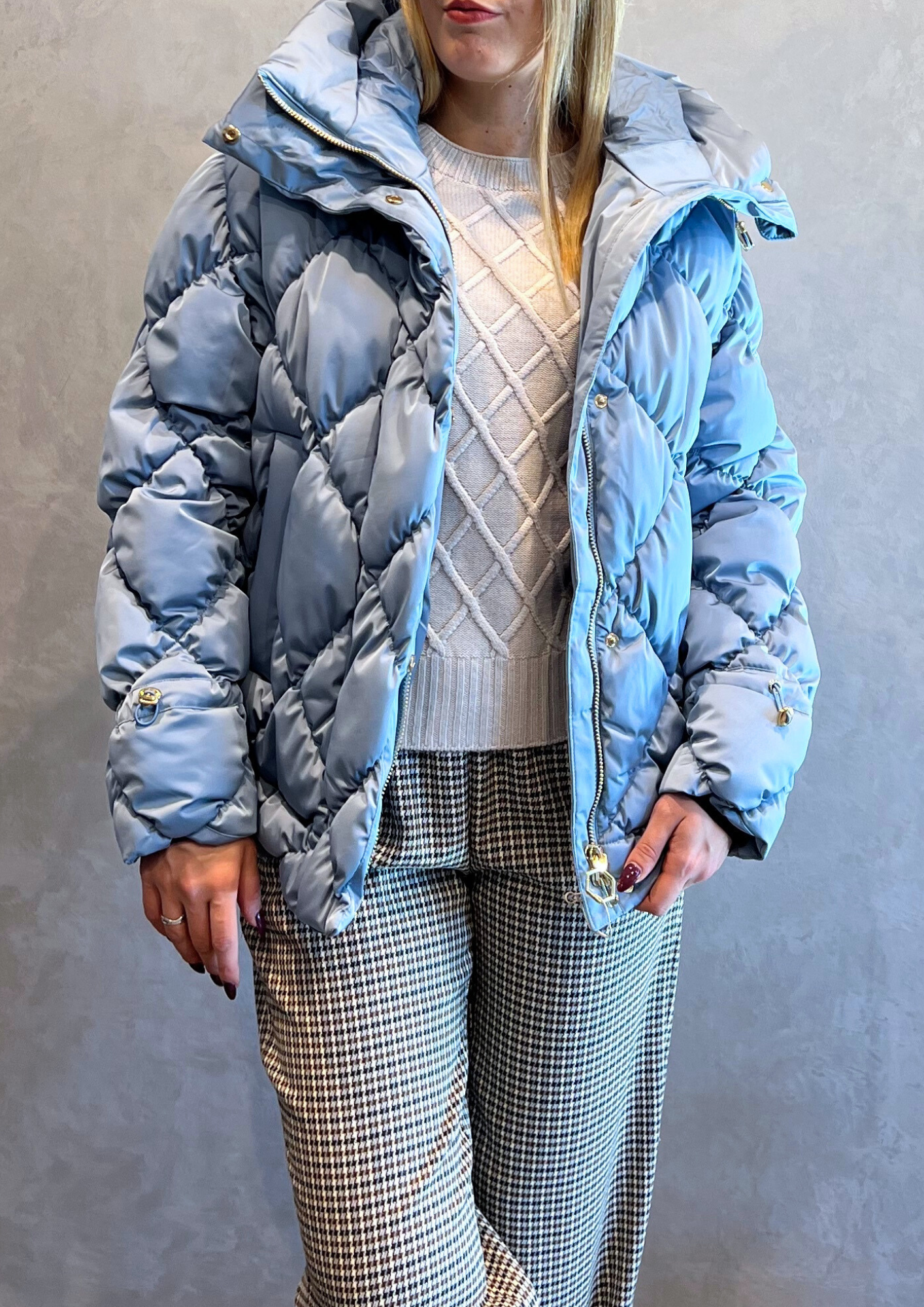 Giubbotto imbottito a rombi con cappuccio