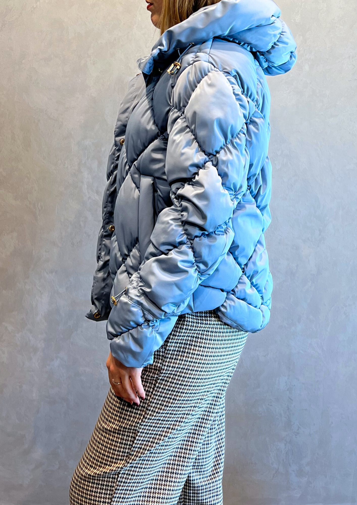 Giubbotto imbottito a rombi con cappuccio