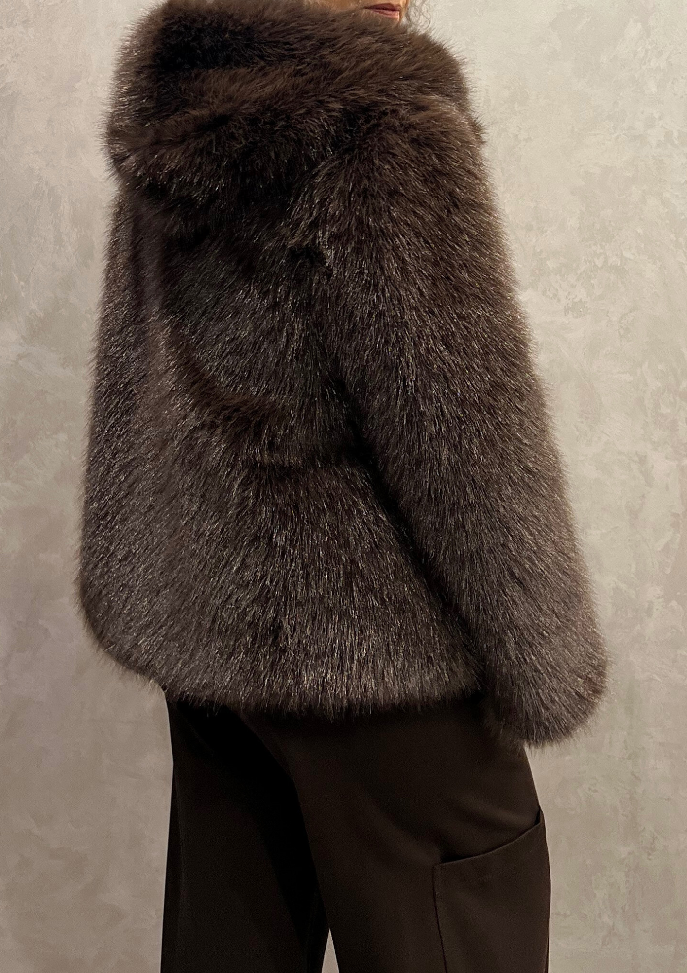 Ecopelliccia over con cappuccio