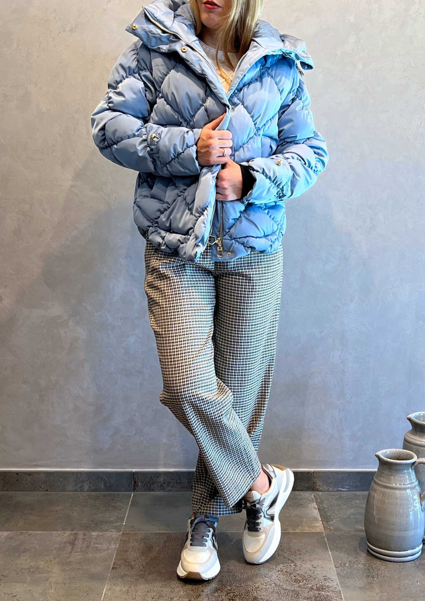 Giubbotto imbottito a rombi con cappuccio