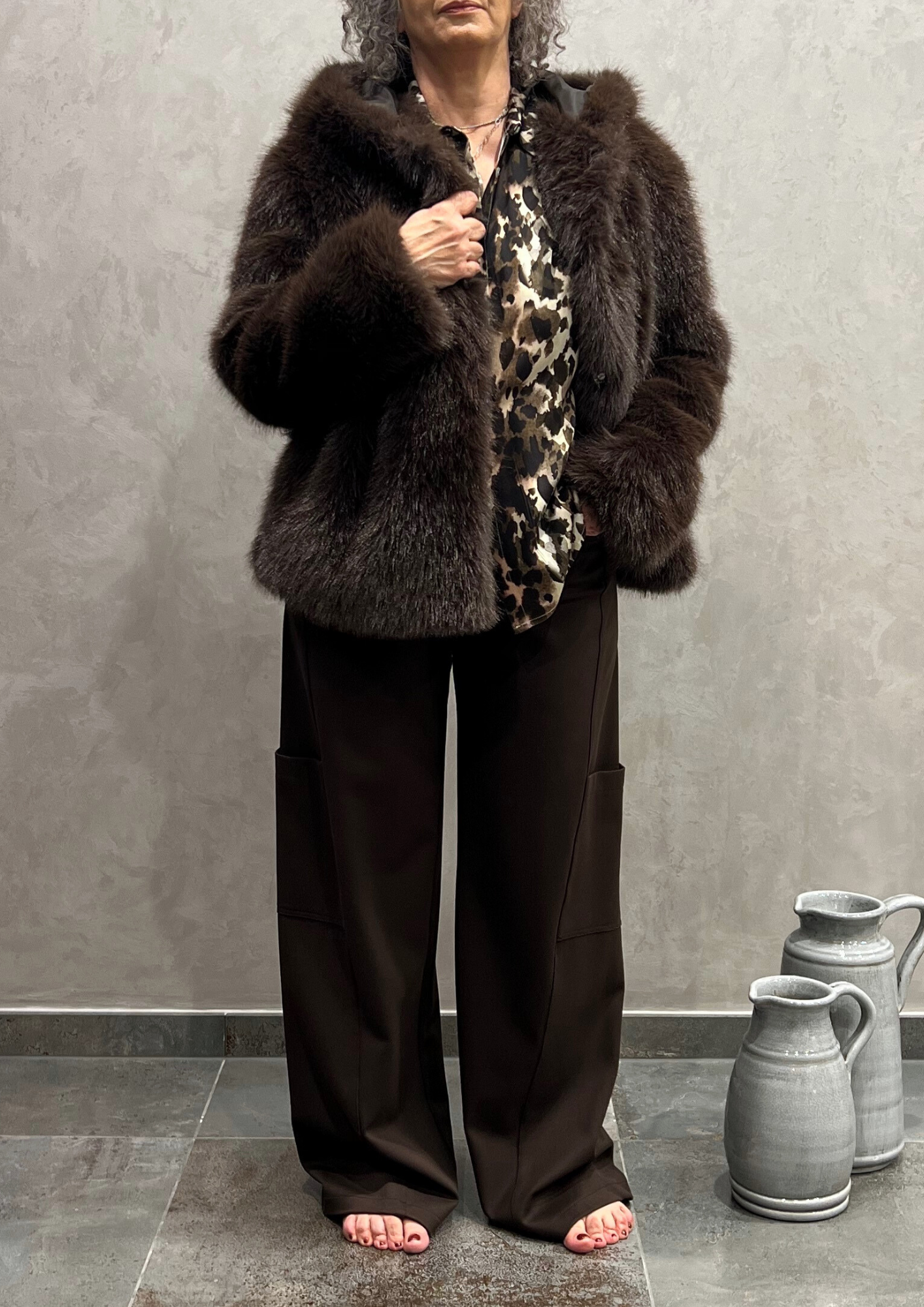 Ecopelliccia over con cappuccio