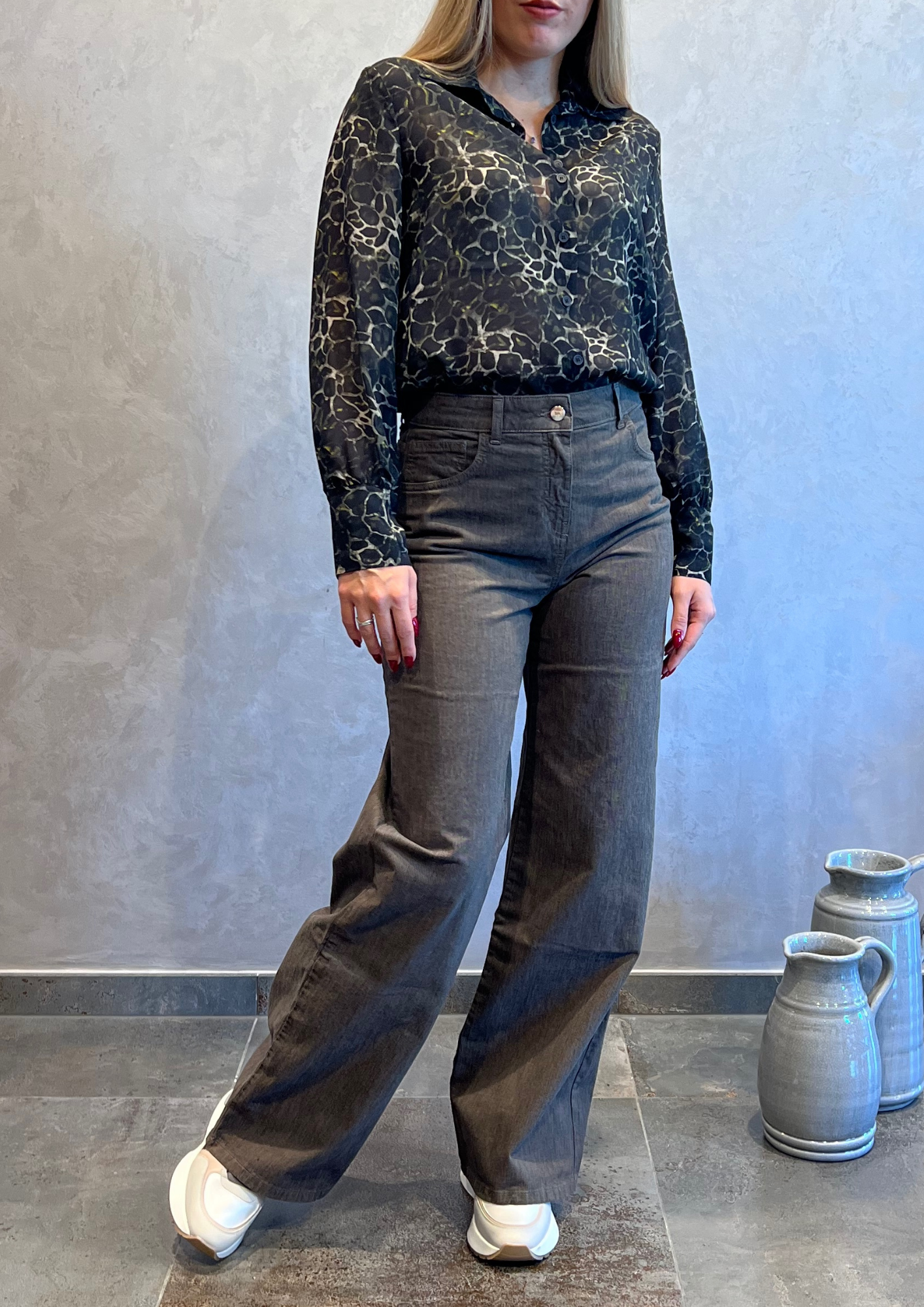 Jeans wide leg mélange