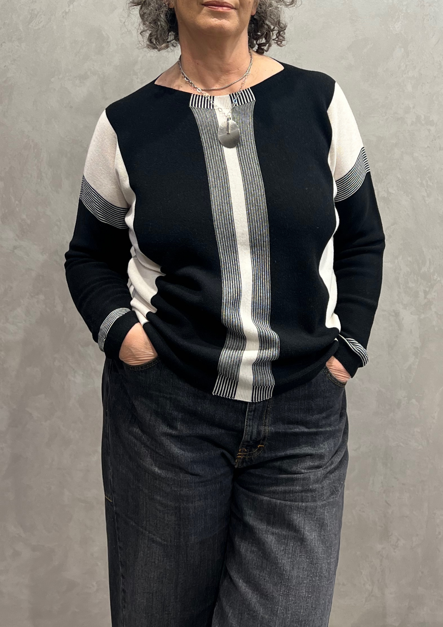 Maglia in pura lana vergine righe mix