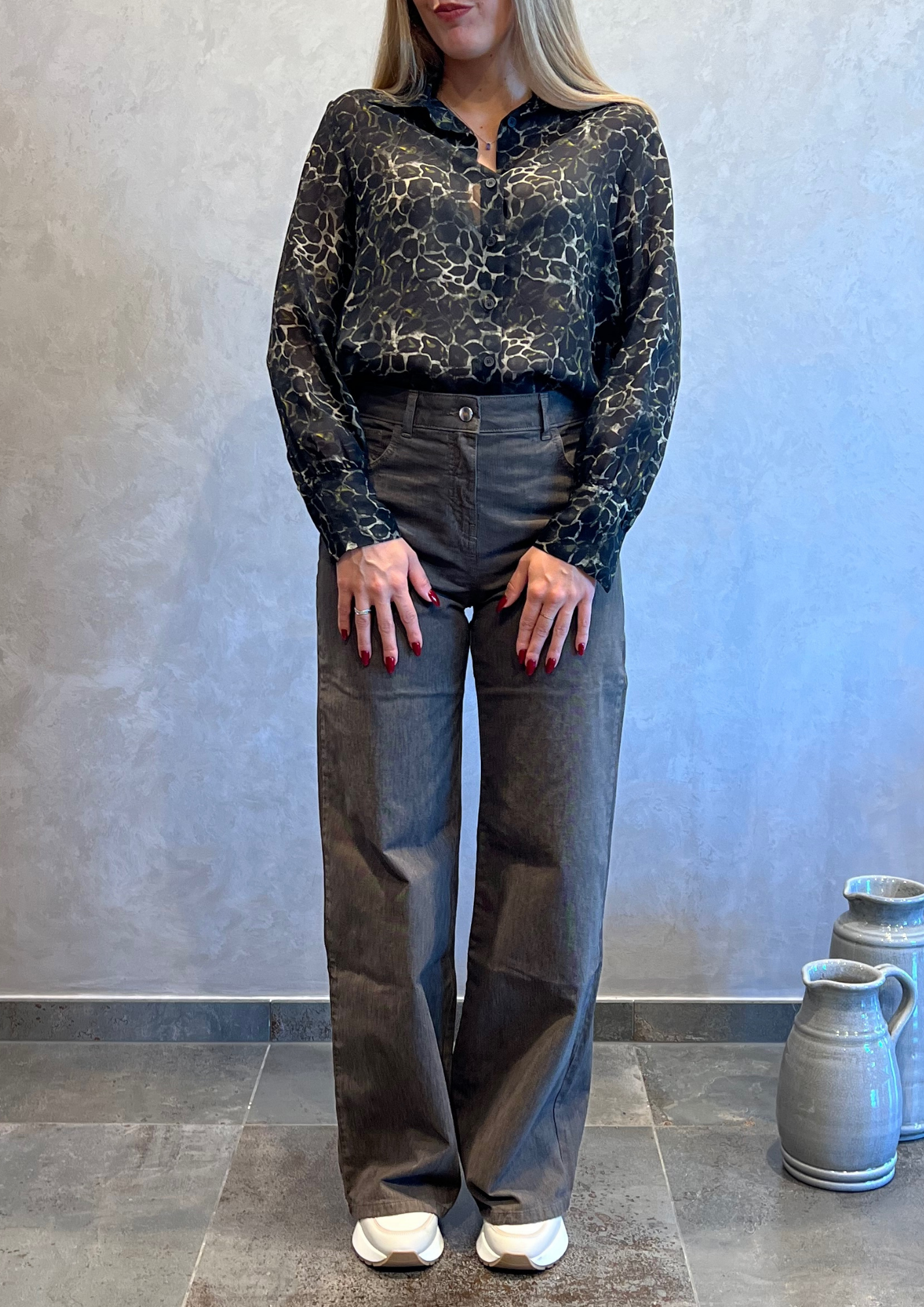 Jeans wide leg mélange