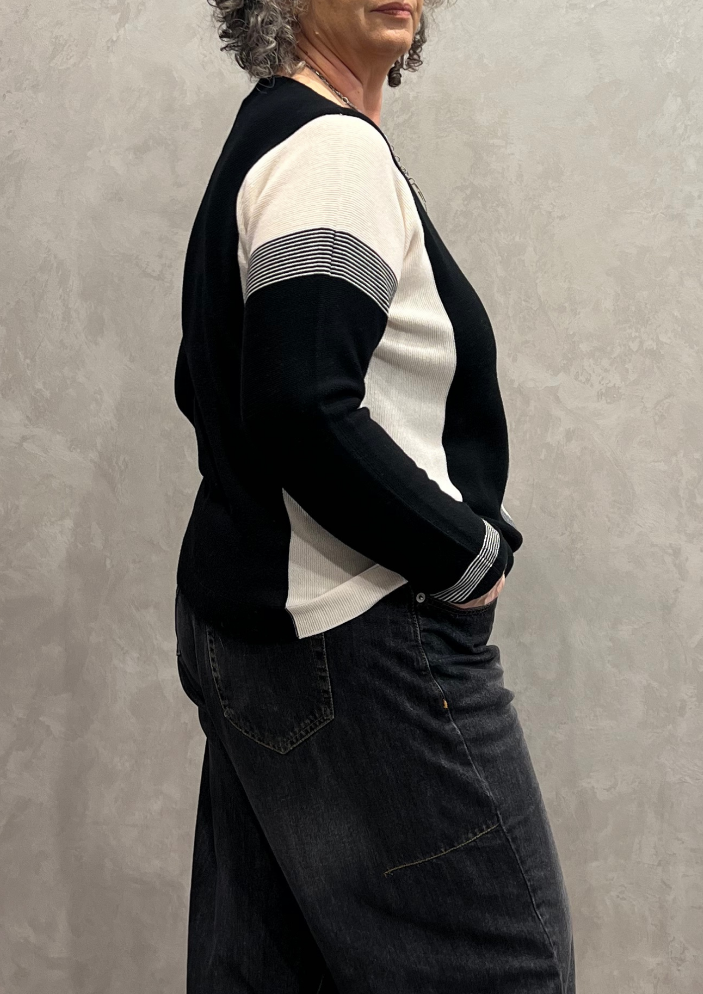 Maglia in pura lana vergine righe mix