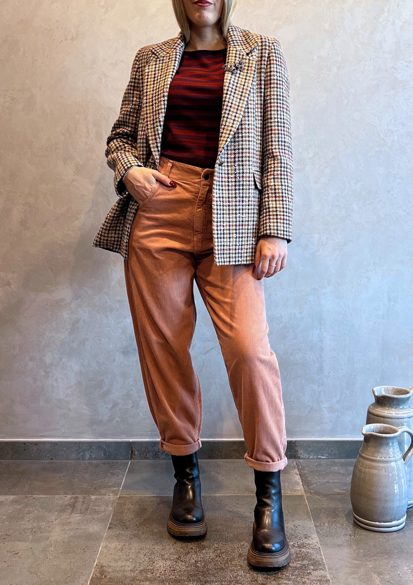 Pantalone baggy in velluto millerighe