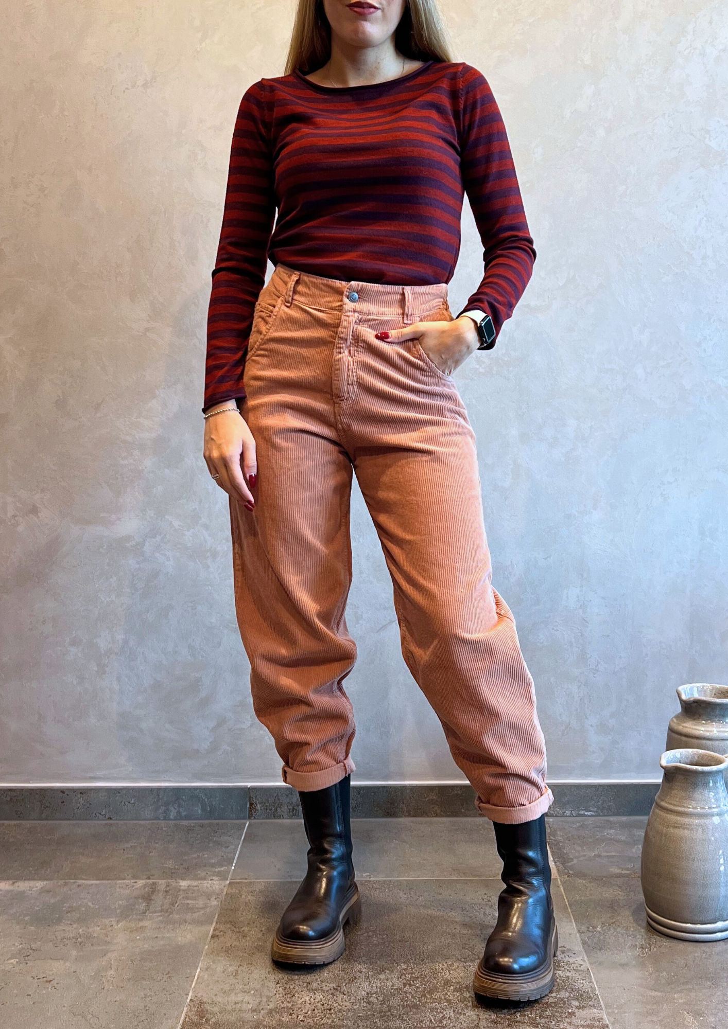 Pantalone baggy in velluto millerighe