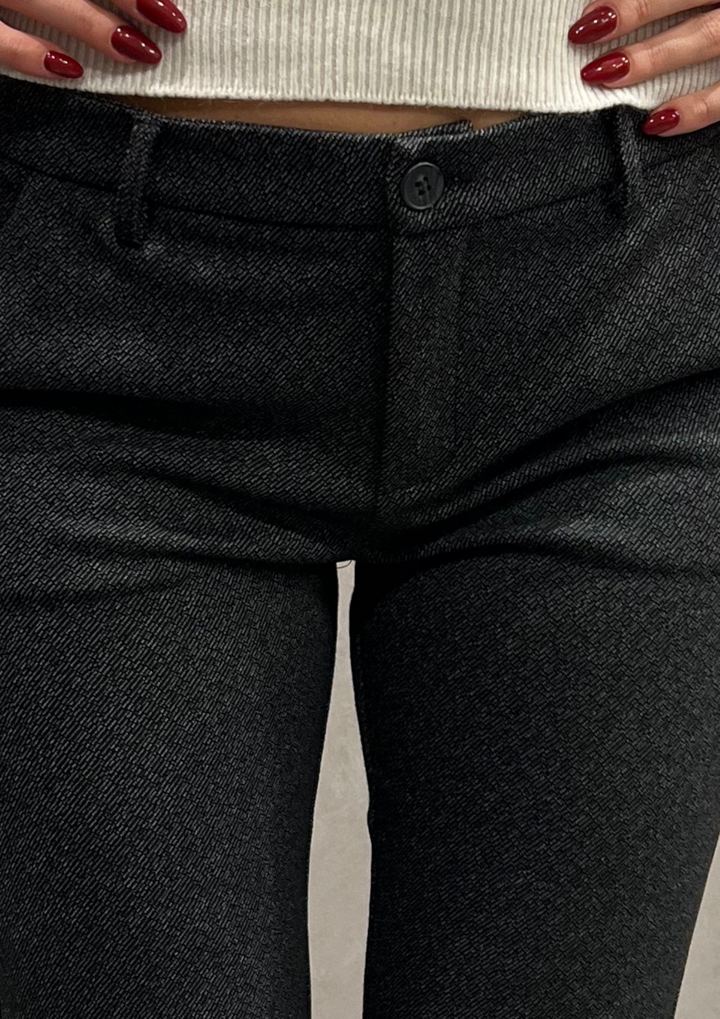 Pantalone slim sigaretta con trama melange