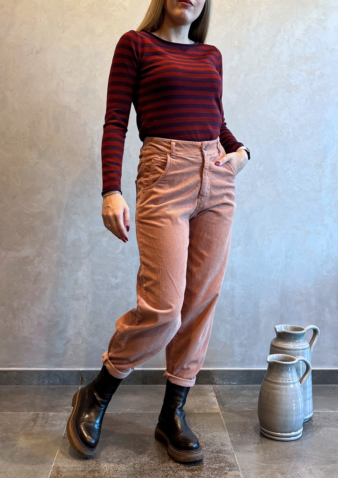 Pantalone baggy in velluto millerighe