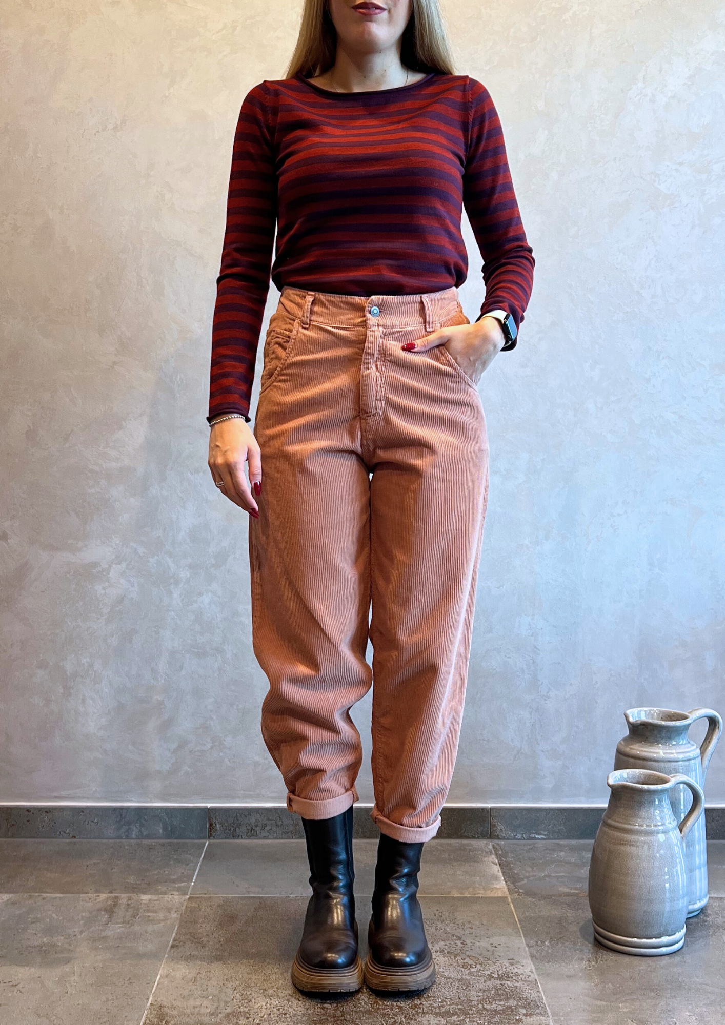 Pantalone baggy in velluto millerighe