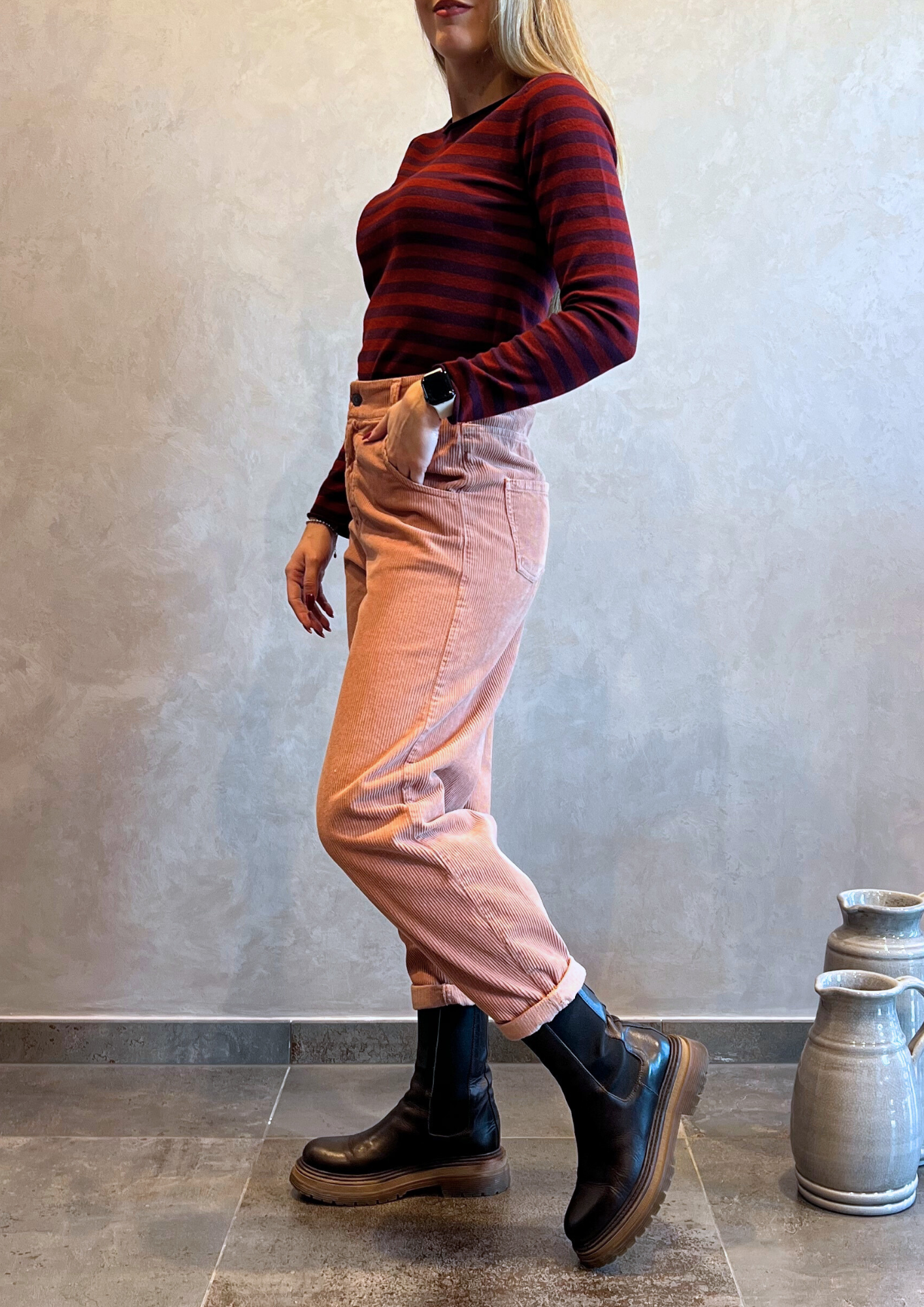 Pantalone baggy in velluto millerighe