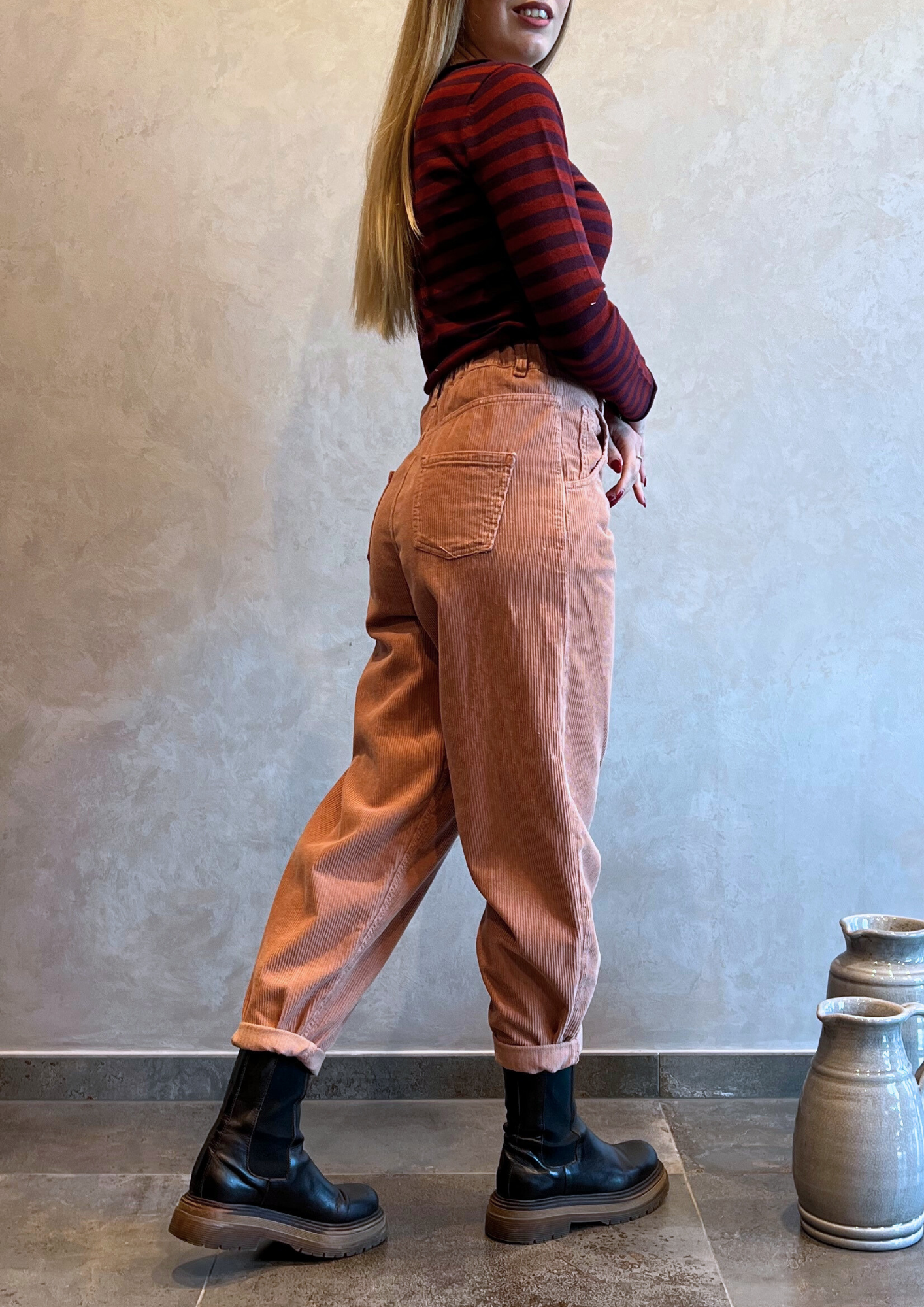 Pantalone baggy in velluto millerighe