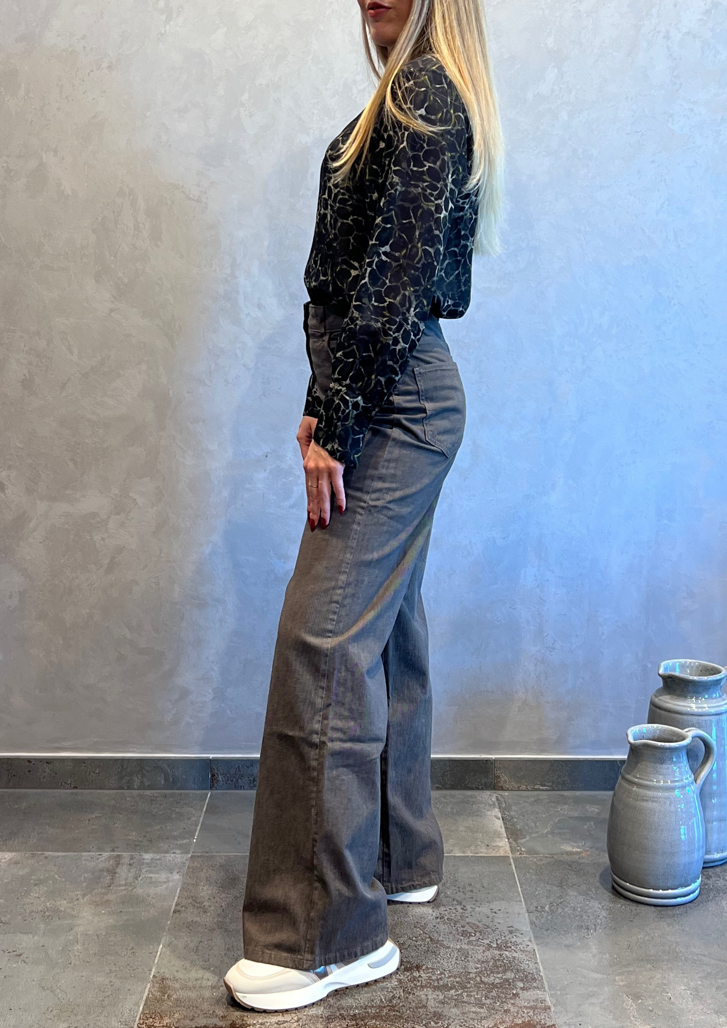 Jeans wide leg mélange