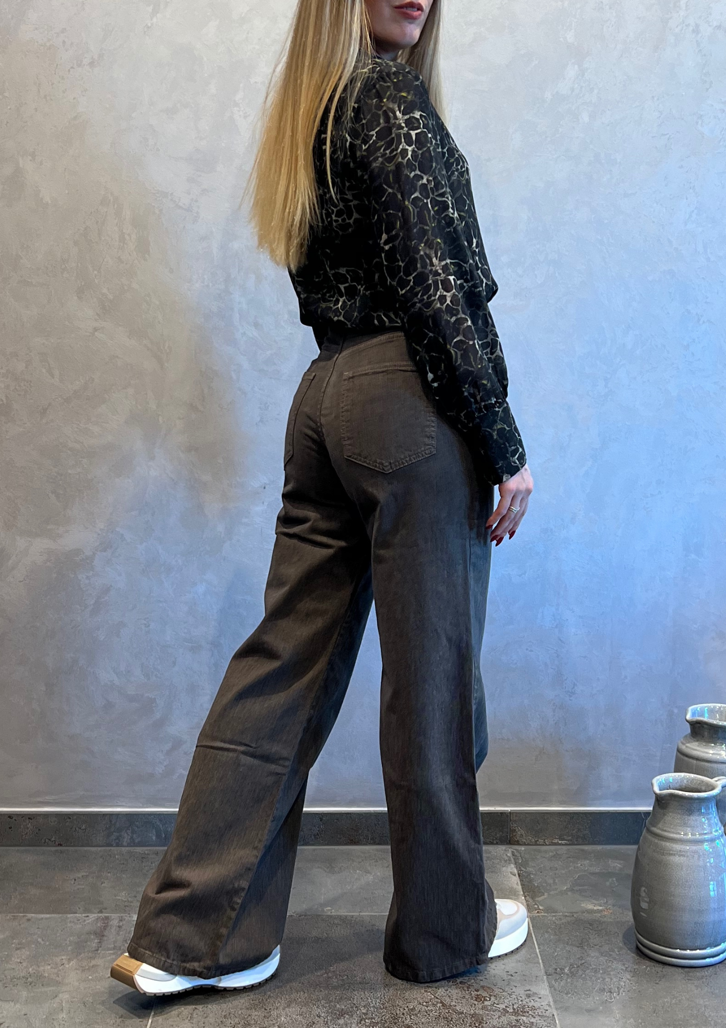 Jeans wide leg mélange
