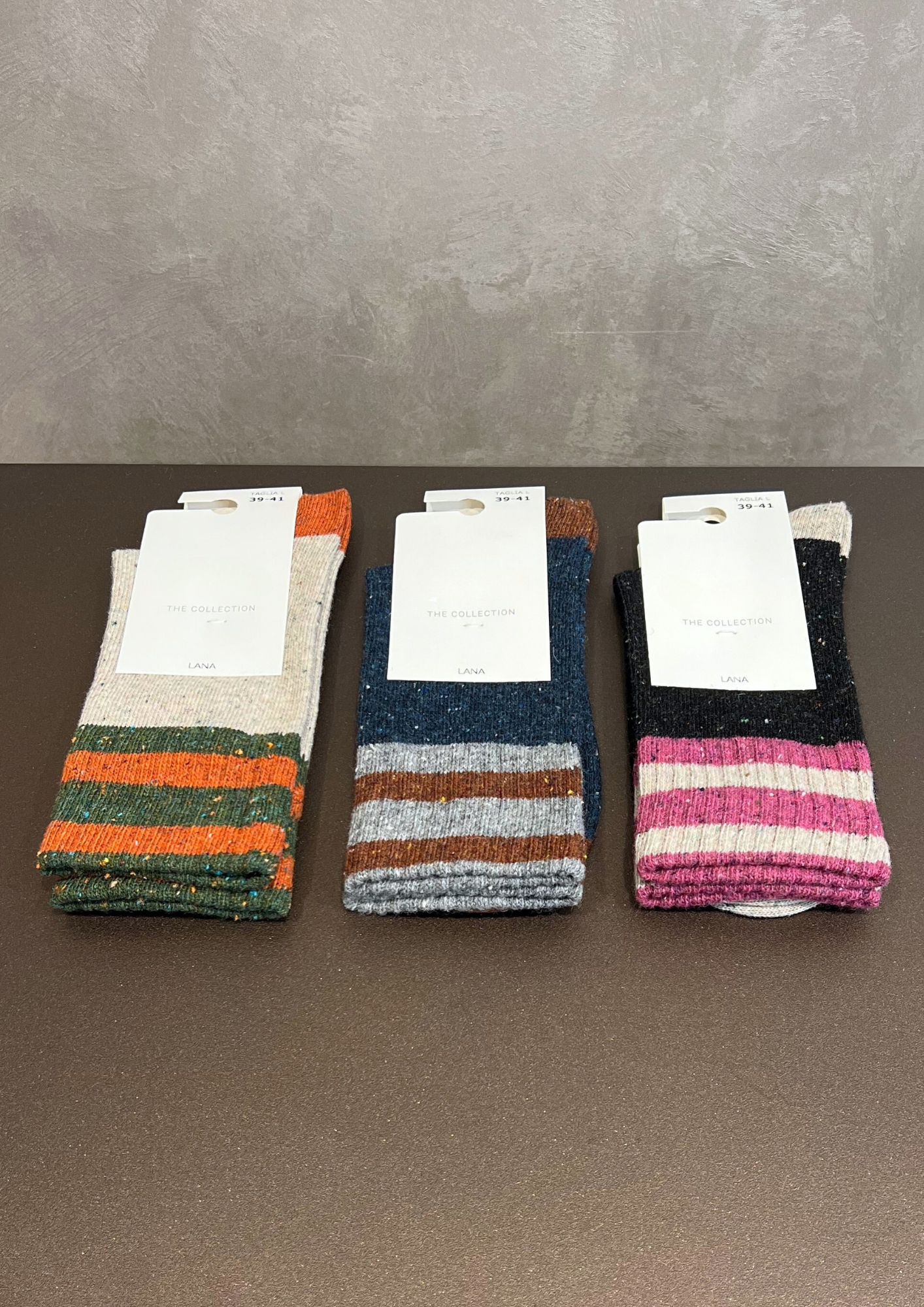 Calzino in misto lana mélange righe