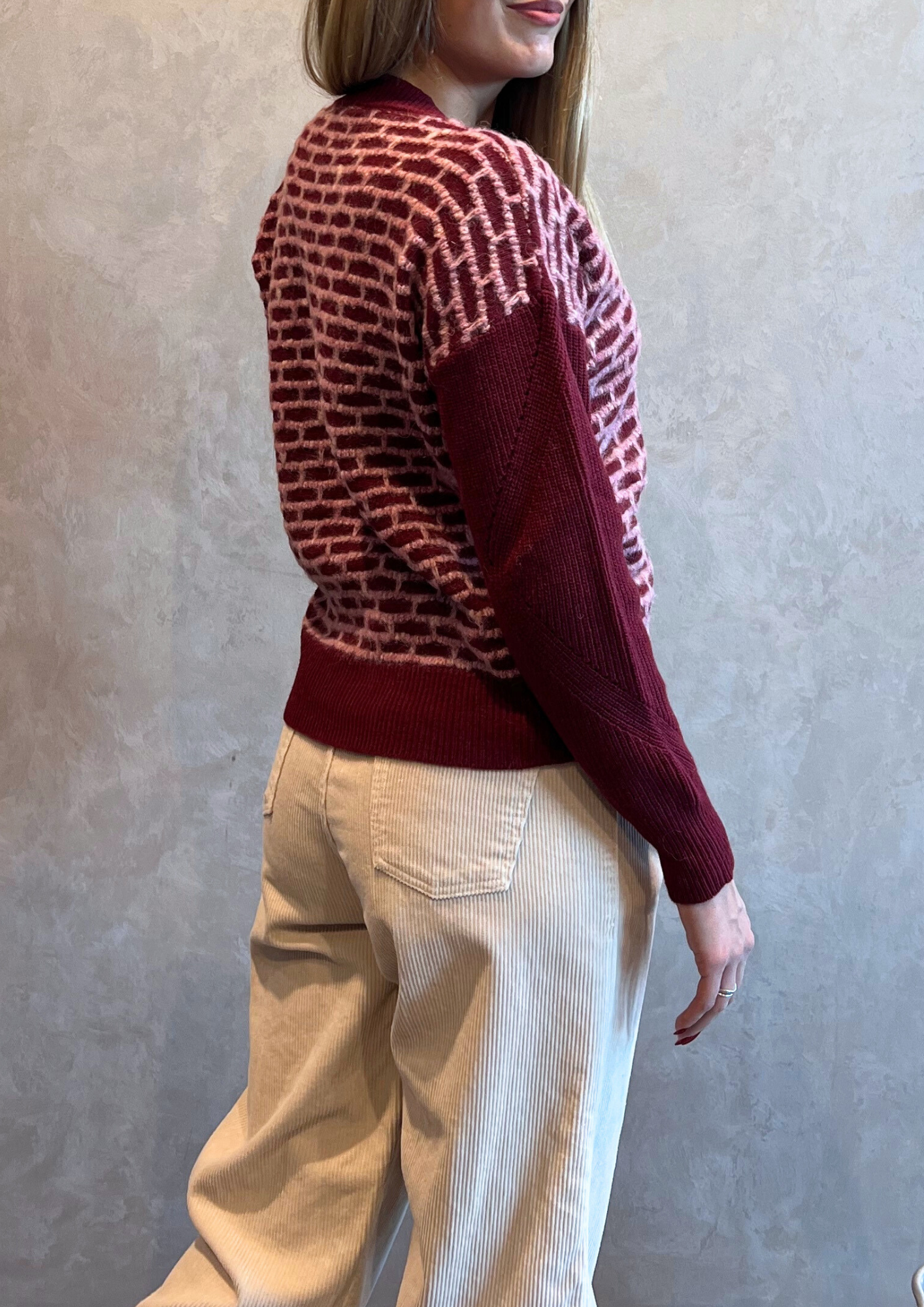 Cardigan in lana e cashmere lavorato