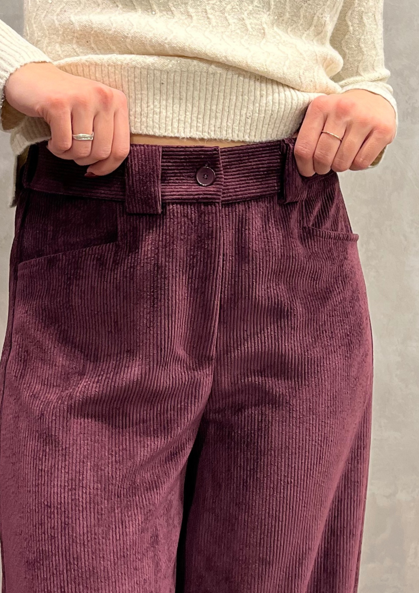 Pantalone palazzo in velluto millerighe