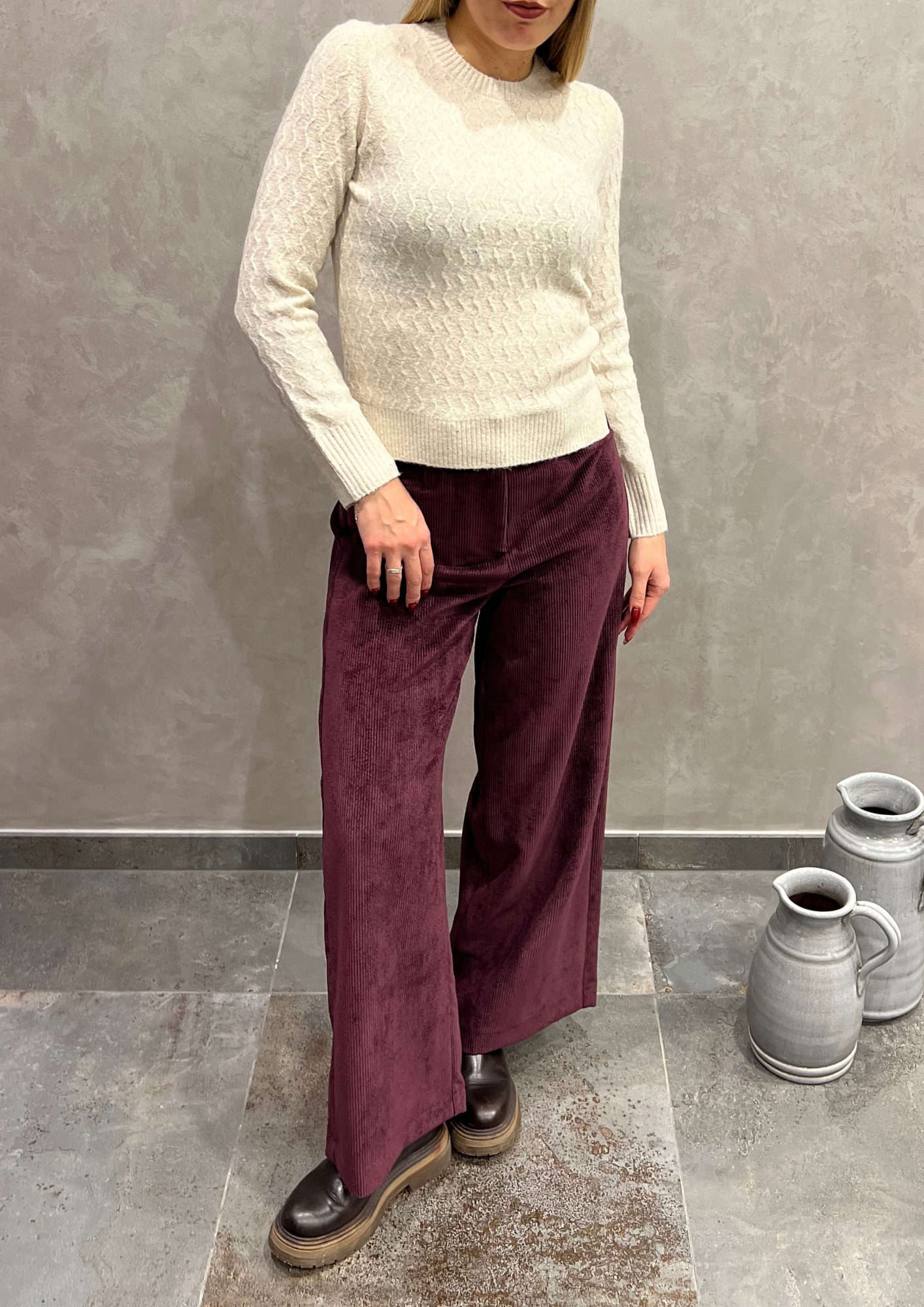 Pantalone palazzo in velluto millerighe