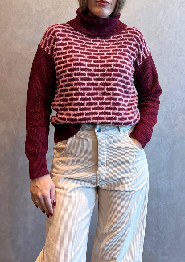 Maglione collo alto in lana e cashmere lavorato