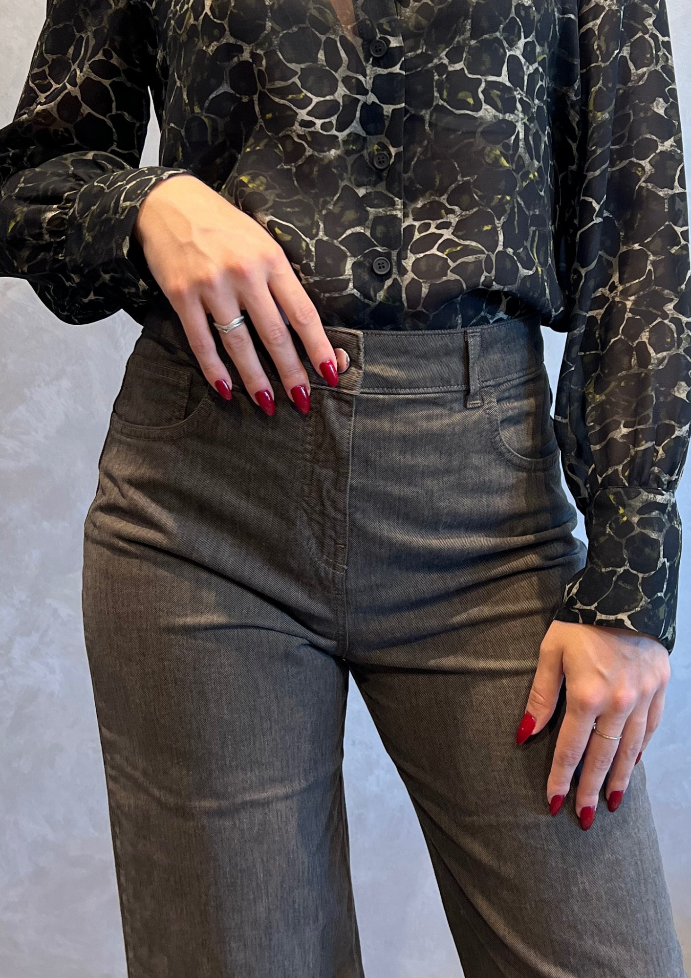 Jeans wide leg mélange