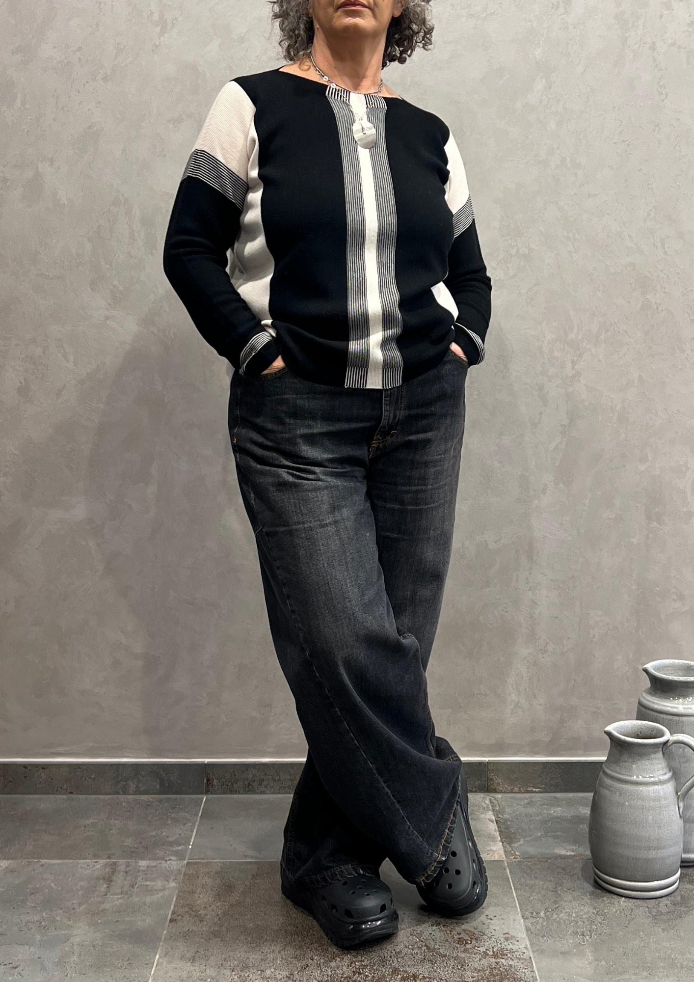 Maglia in pura lana vergine righe mix