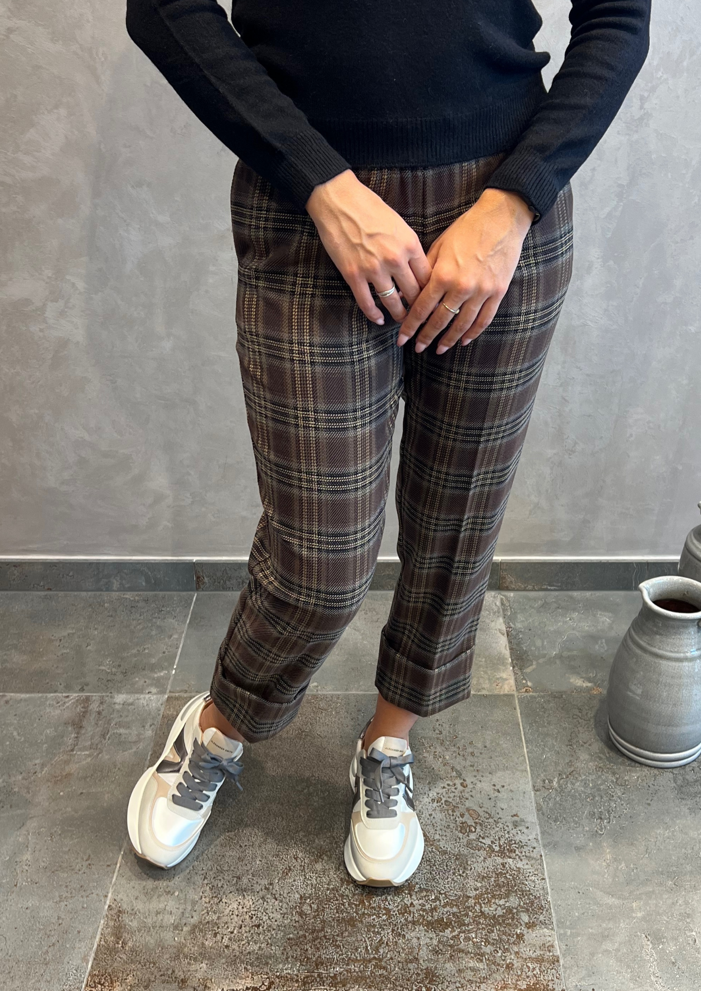 Pantalone sigaretta calda viscosa tartan