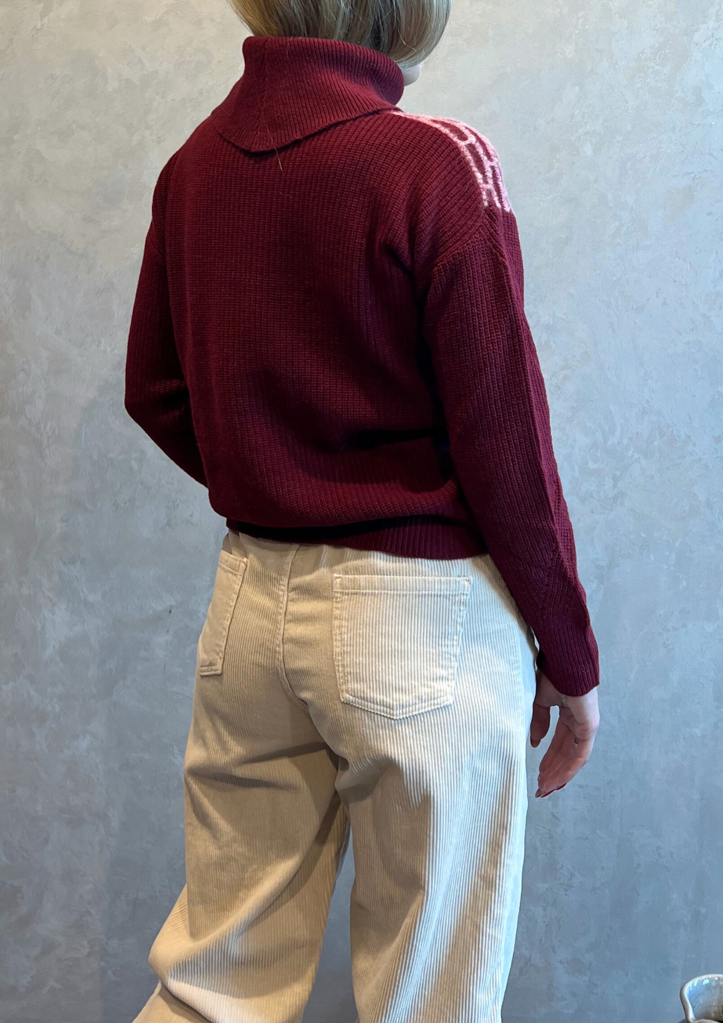 Maglione collo alto in lana e cashmere lavorato