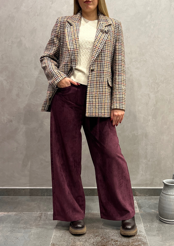 Giacca blazer monopetto in tweed check