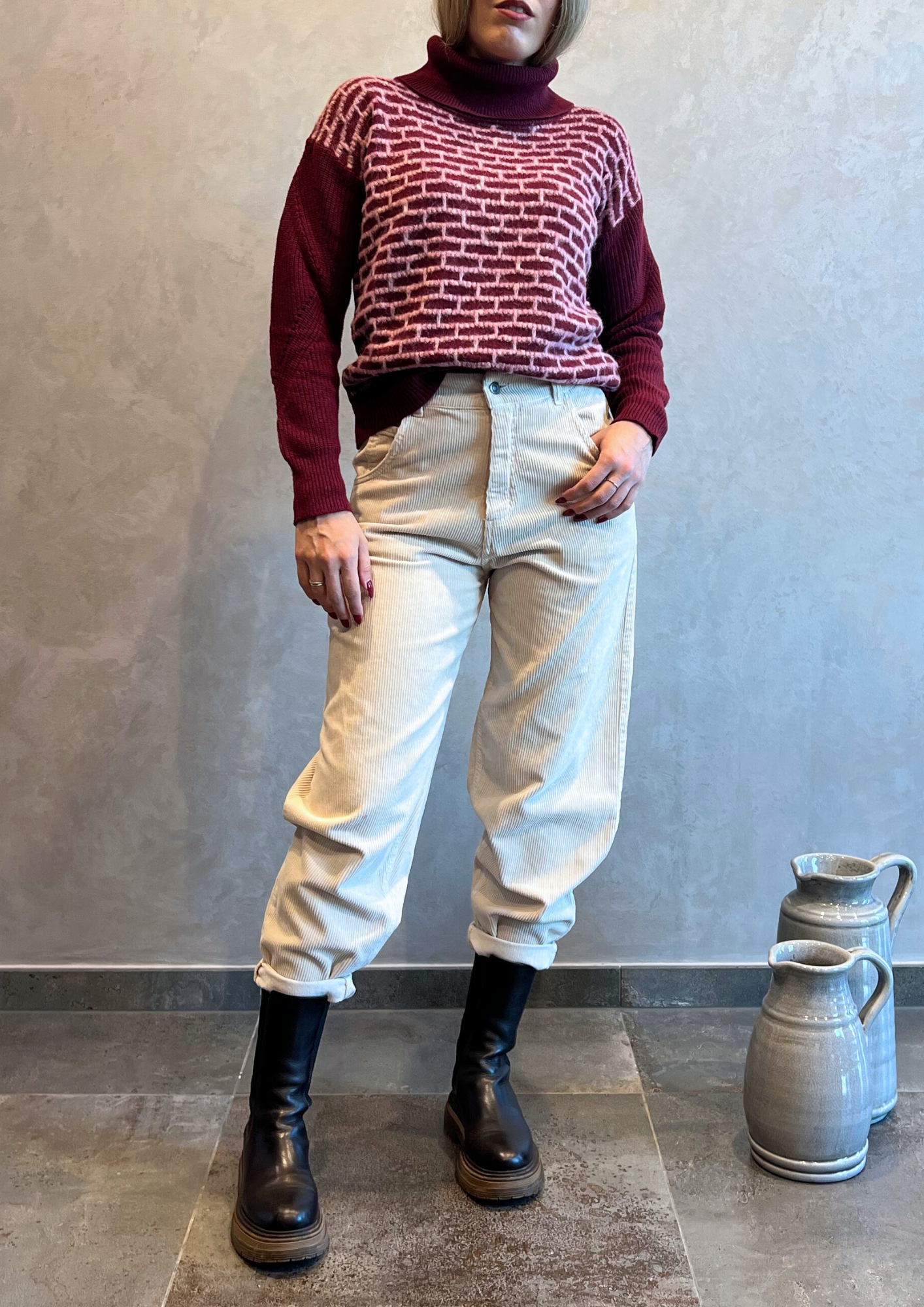 Pantalone baggy in velluto millerighe