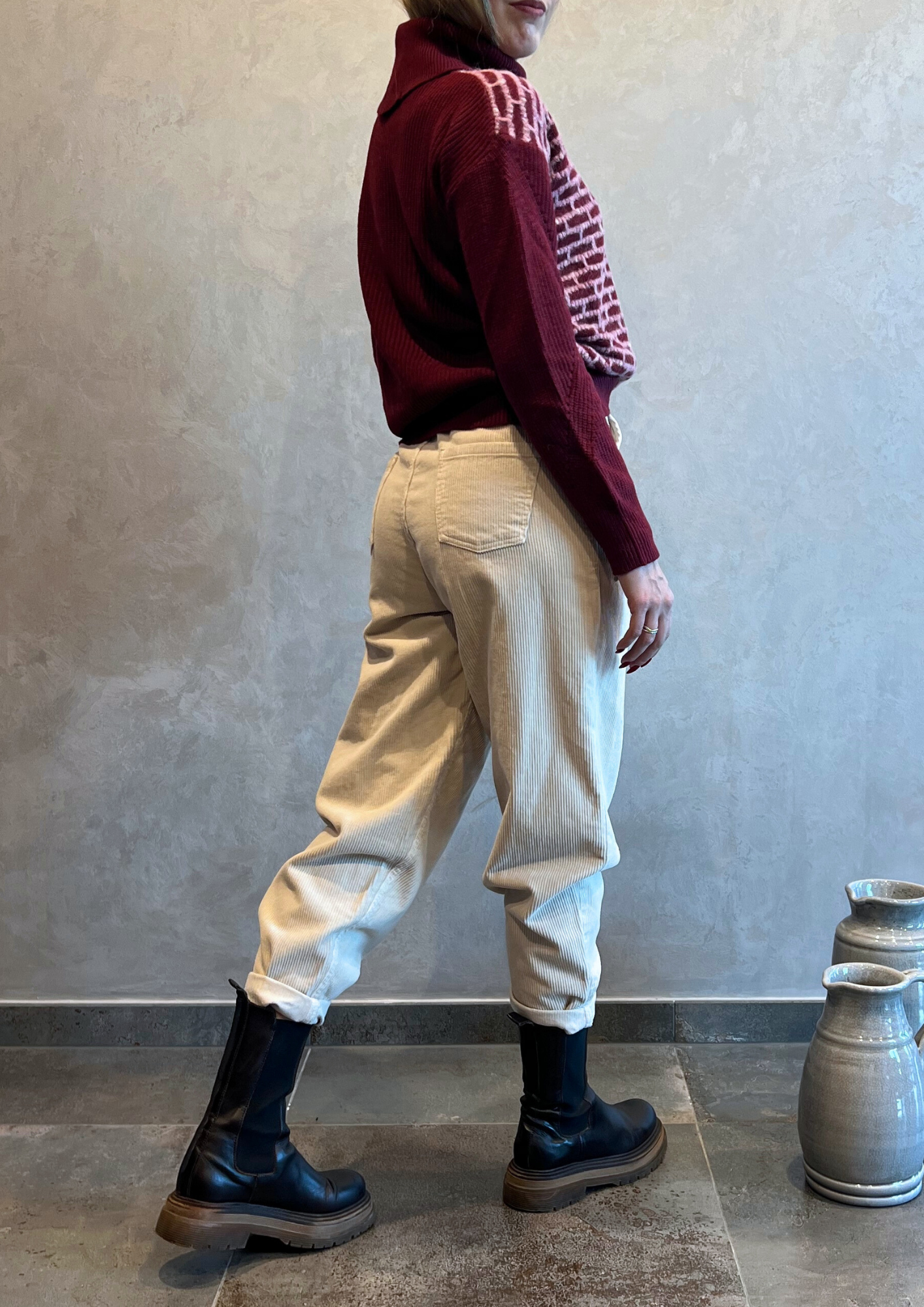 Pantalone baggy in velluto millerighe