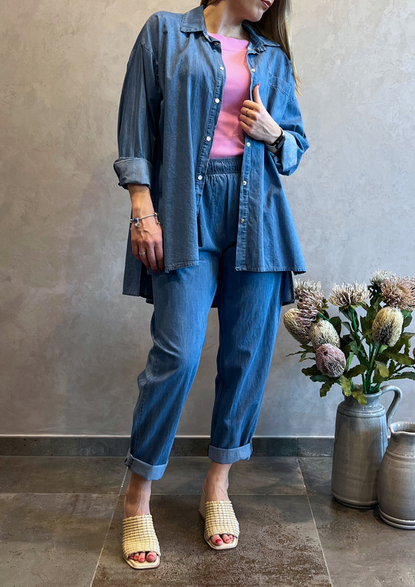 Camicia oversize in chambray