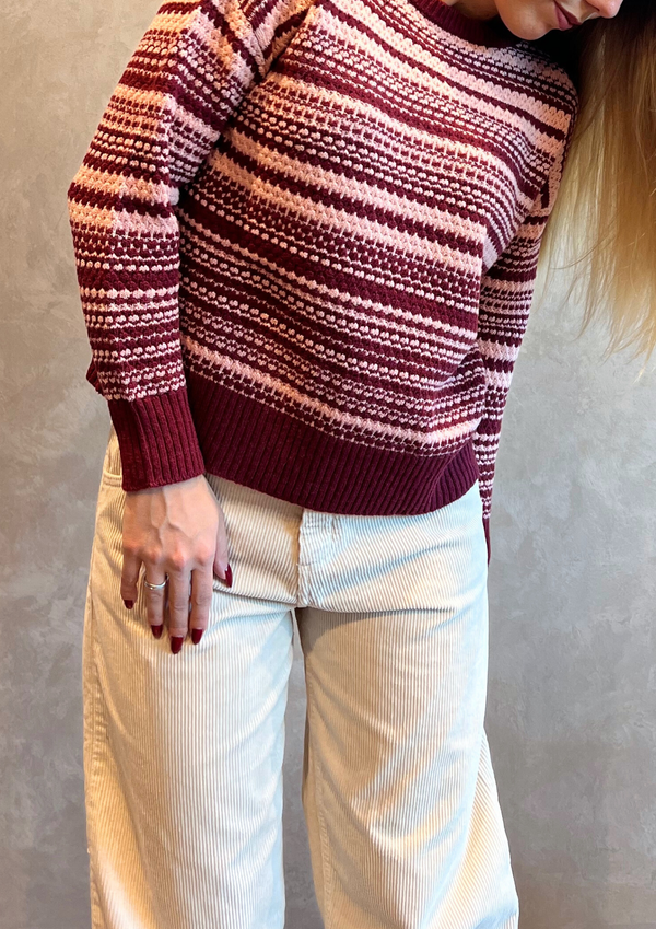 Maglia girocollo in lana e cashmere lavorato