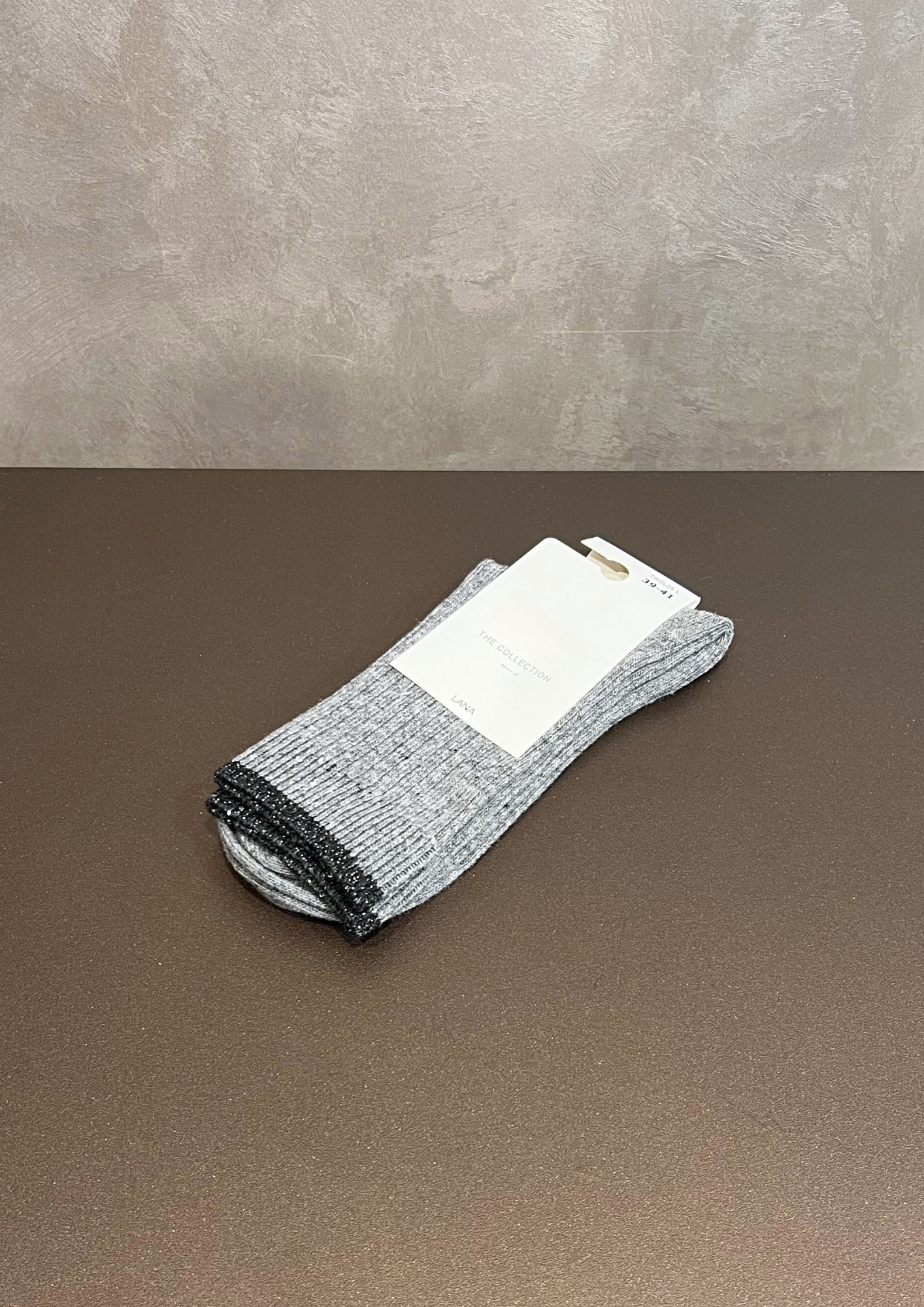 Calzino in misto lana mélange bordino lurex