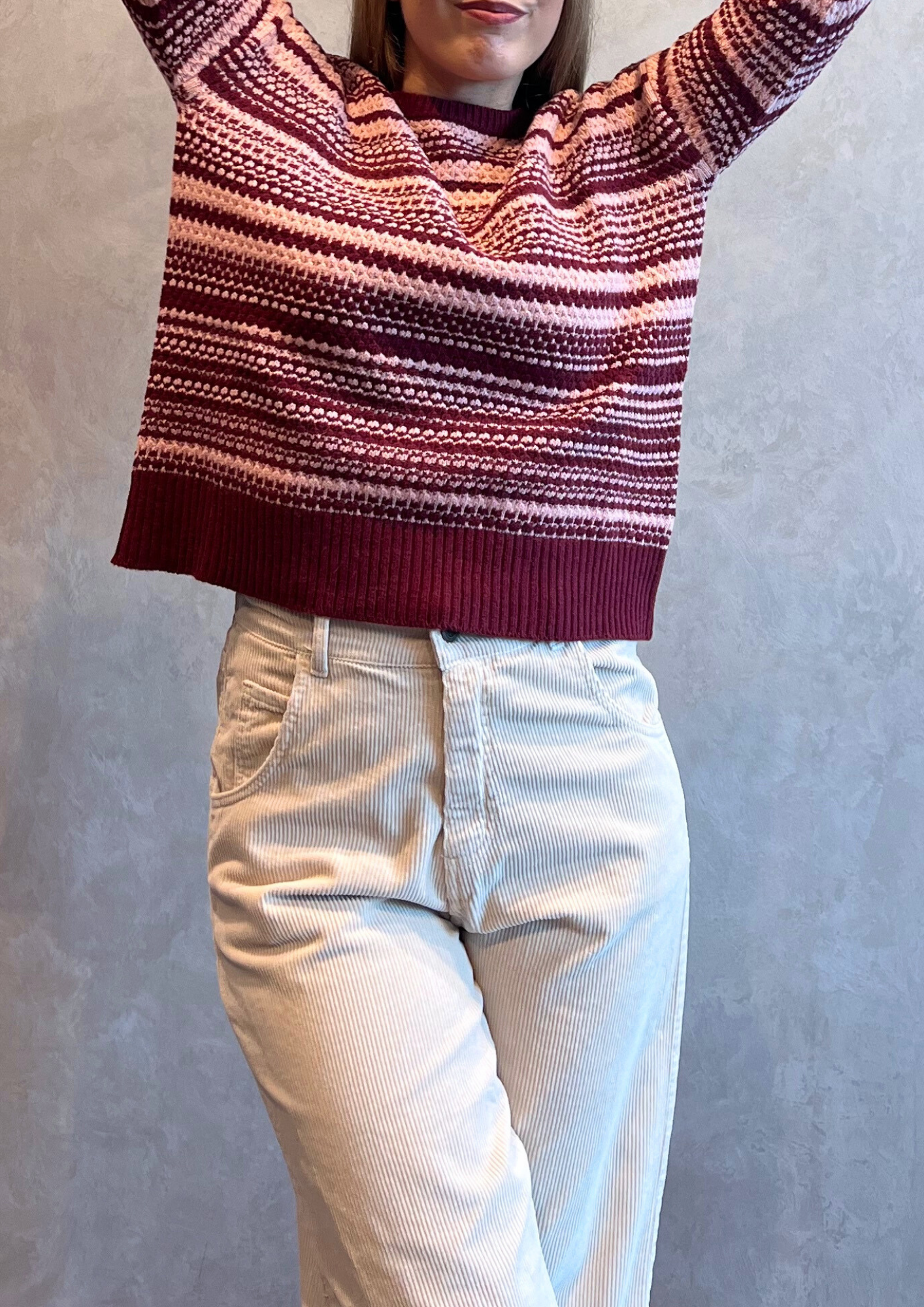 Maglia girocollo in lana e cashmere lavorato