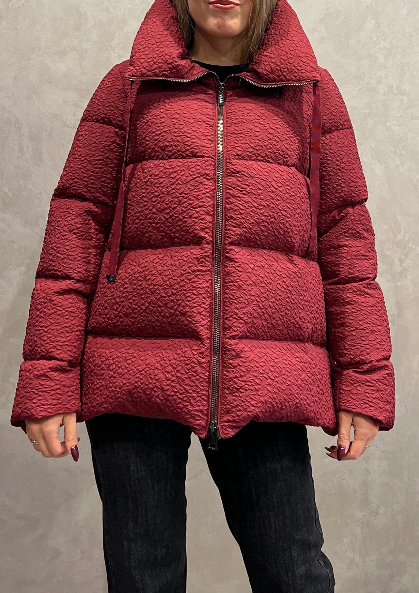 Piumino puffer corto in vera piuma