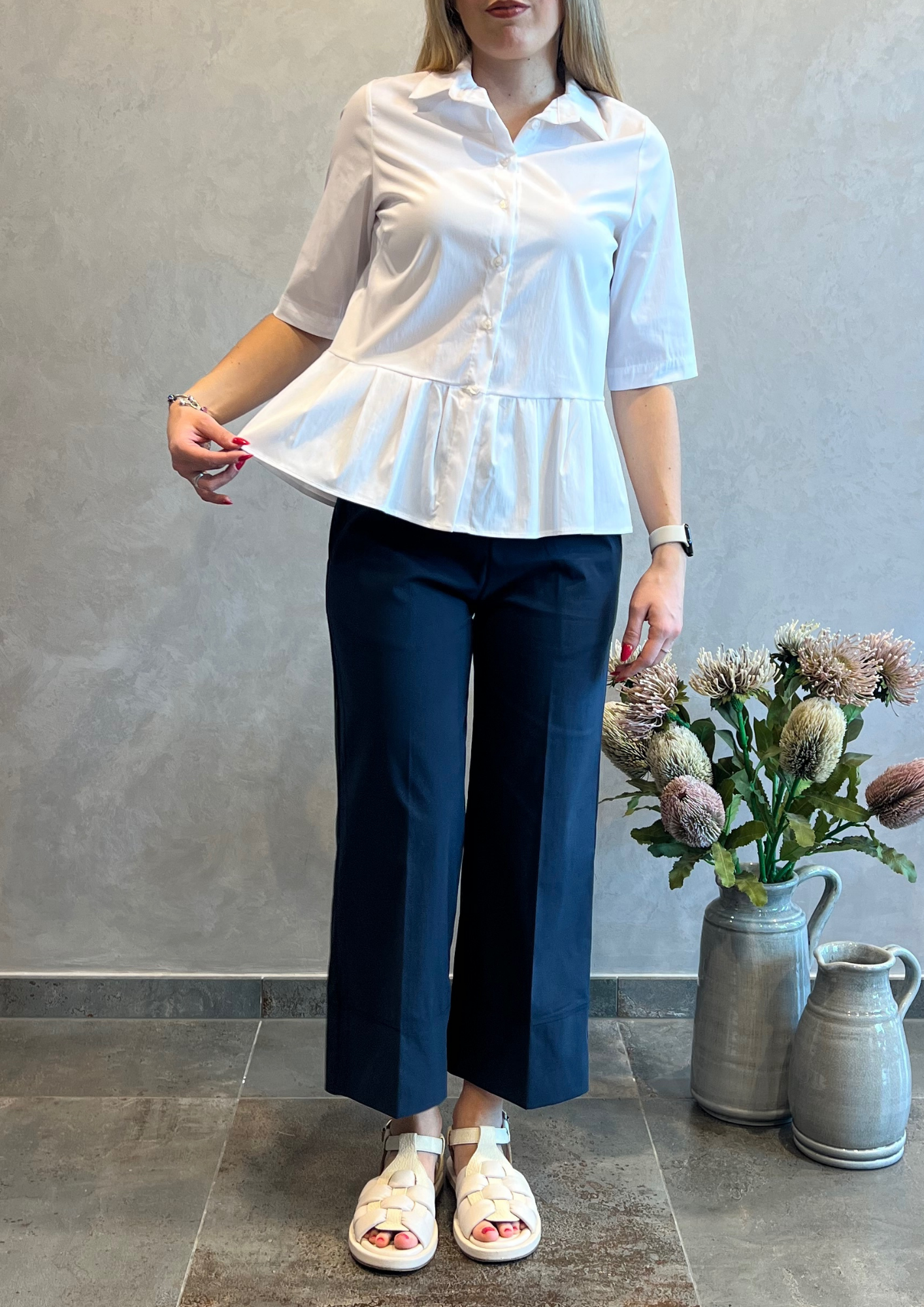 Camicia in cotone ultraleggero con pieghe