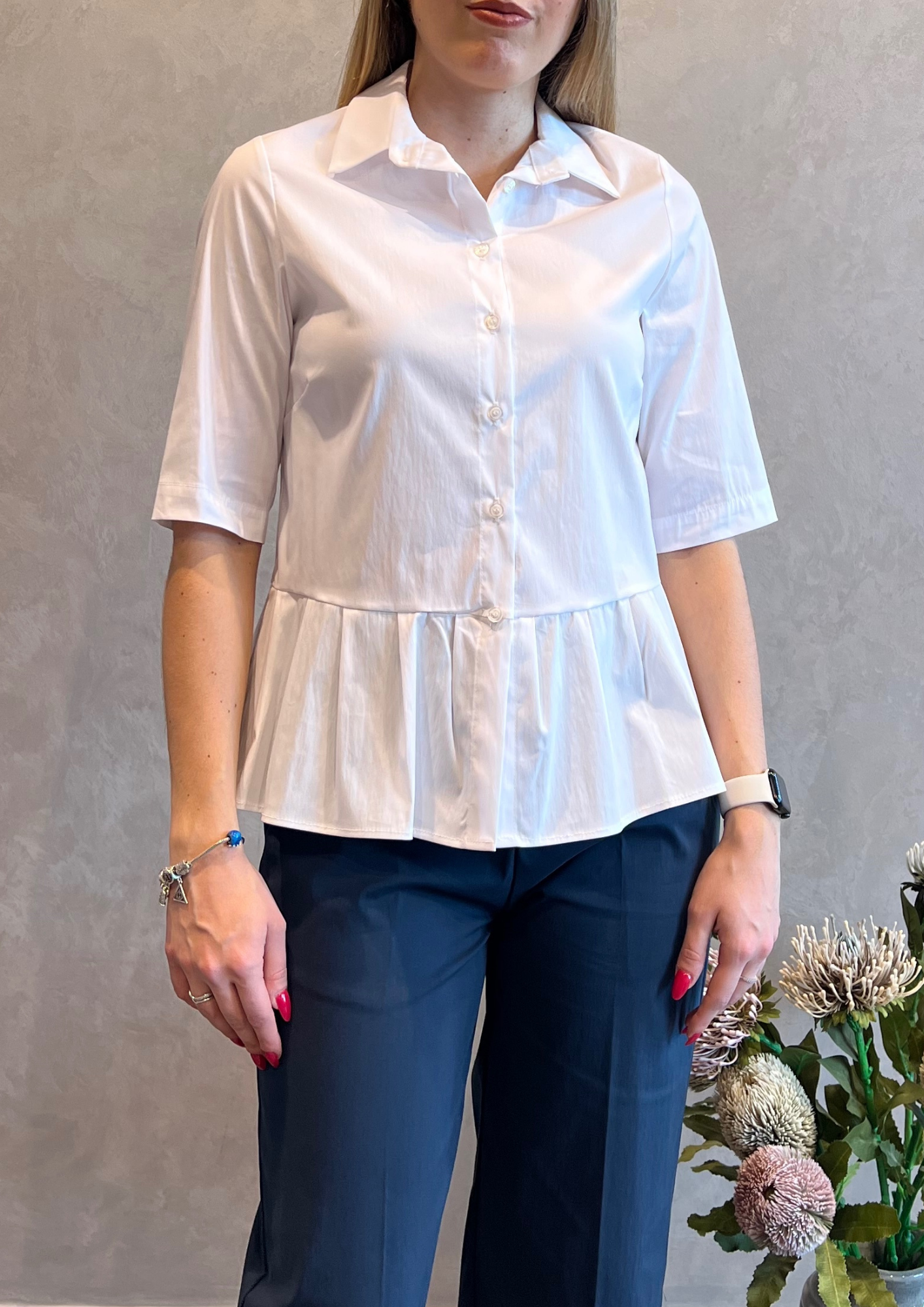 Camicia in cotone ultraleggero con pieghe