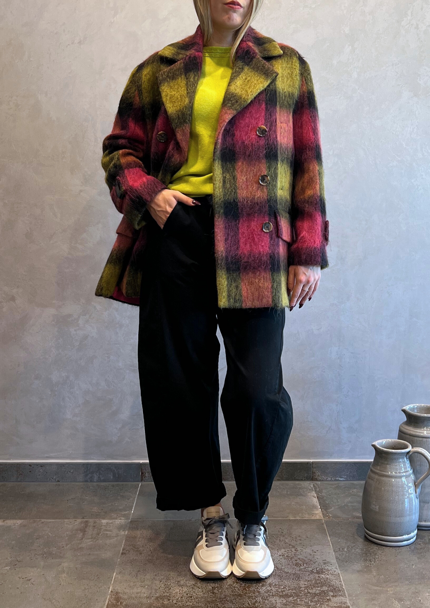 Cappotto misto lana alpaca a quadri