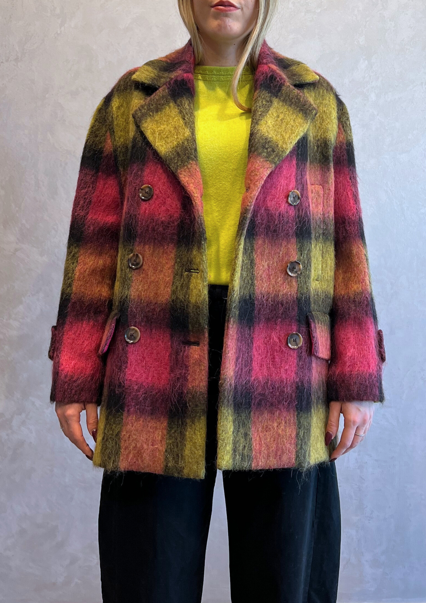 Cappotto misto lana alpaca a quadri