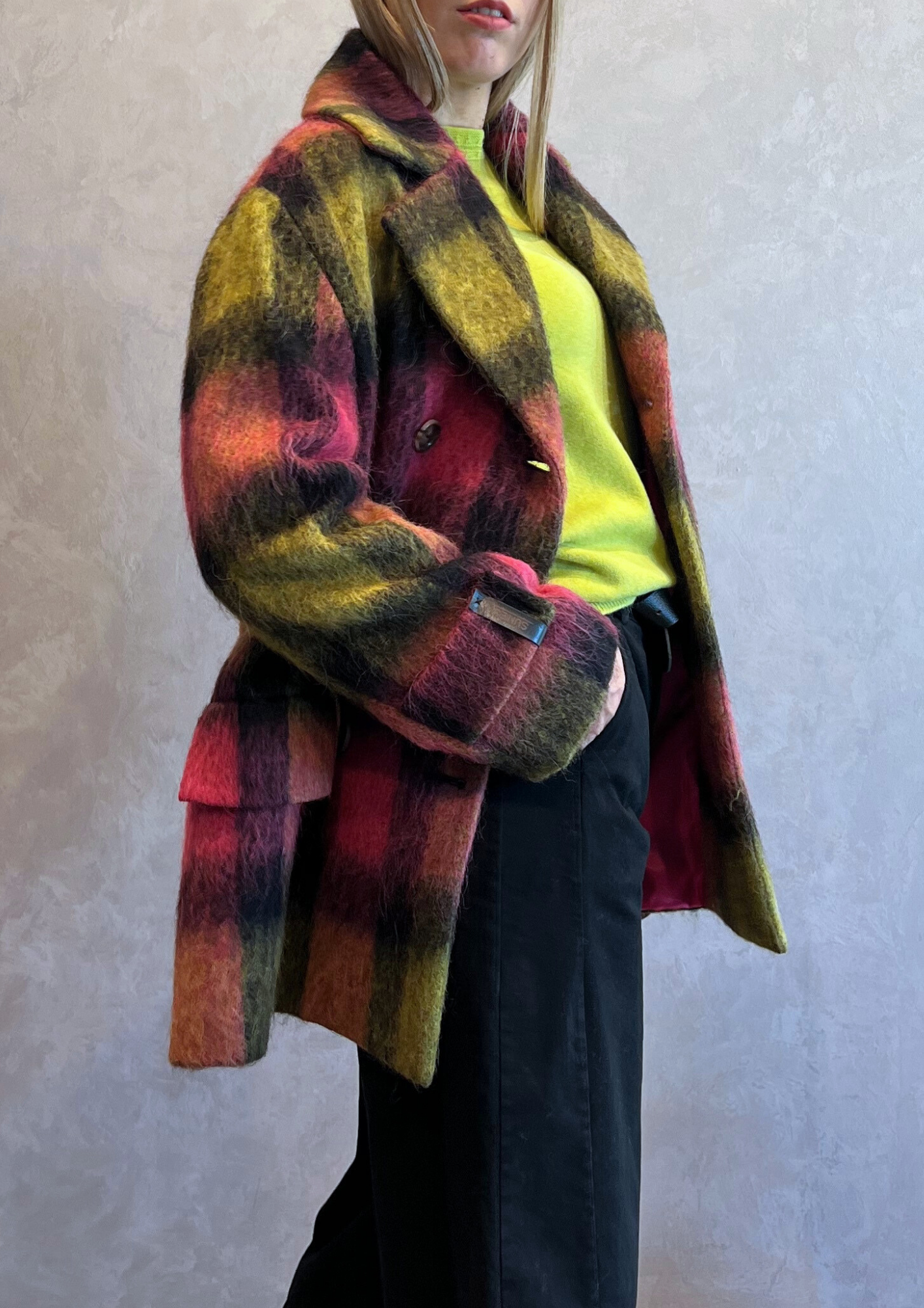 Cappotto misto lana alpaca a quadri